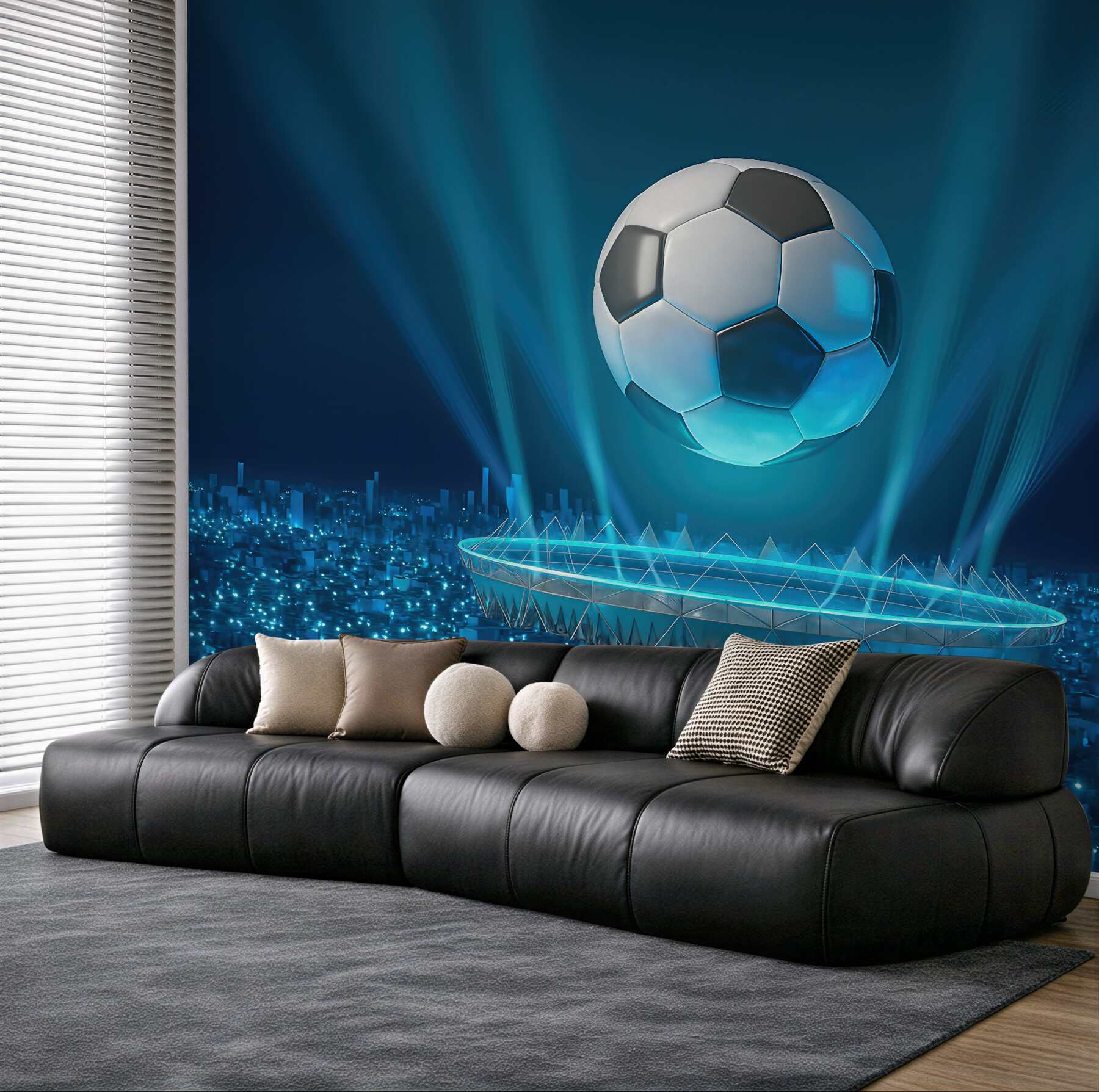 Fototapeta futurystyczny stadion z lewitującą piłką