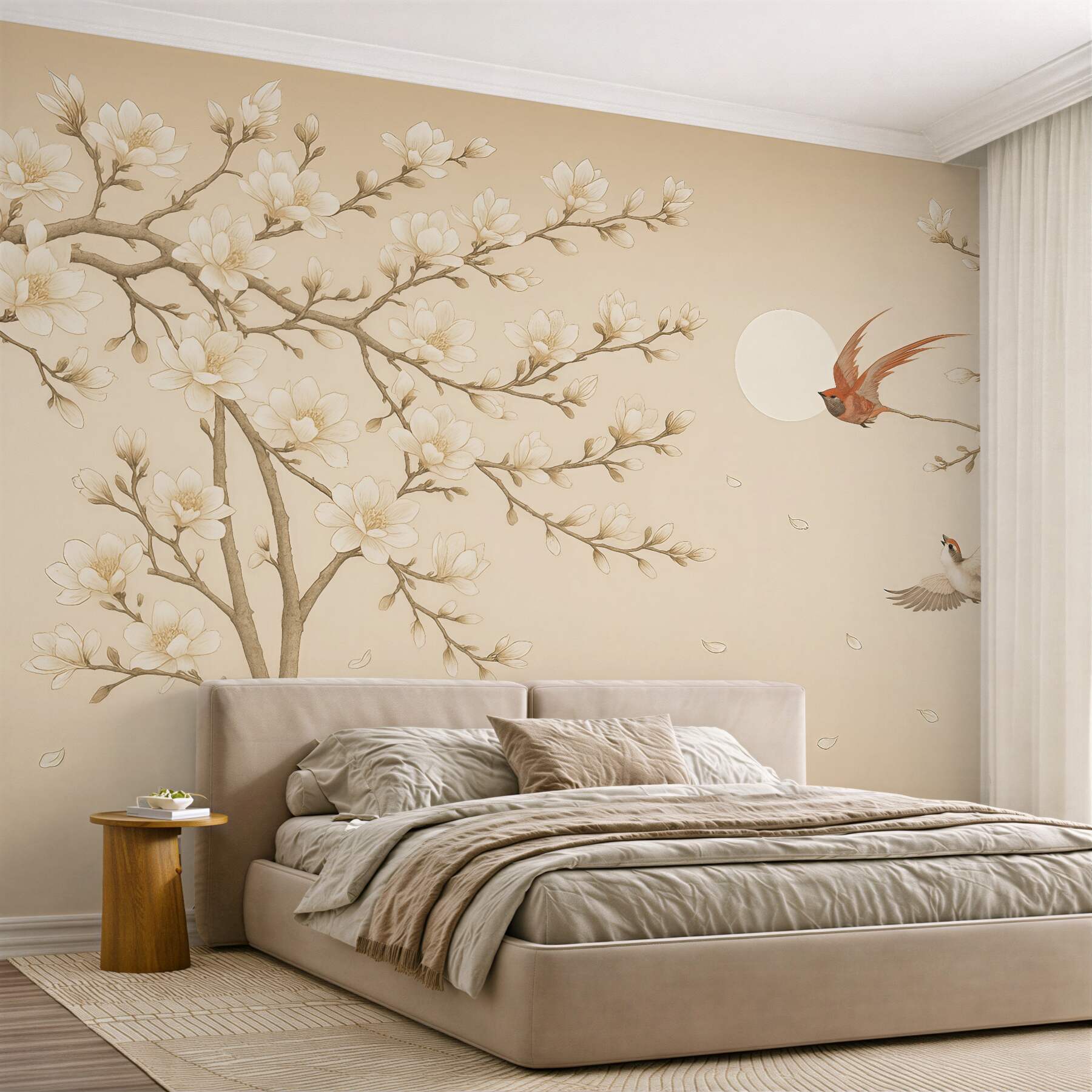 Fototapeta magnolie i ptaki w harmonii