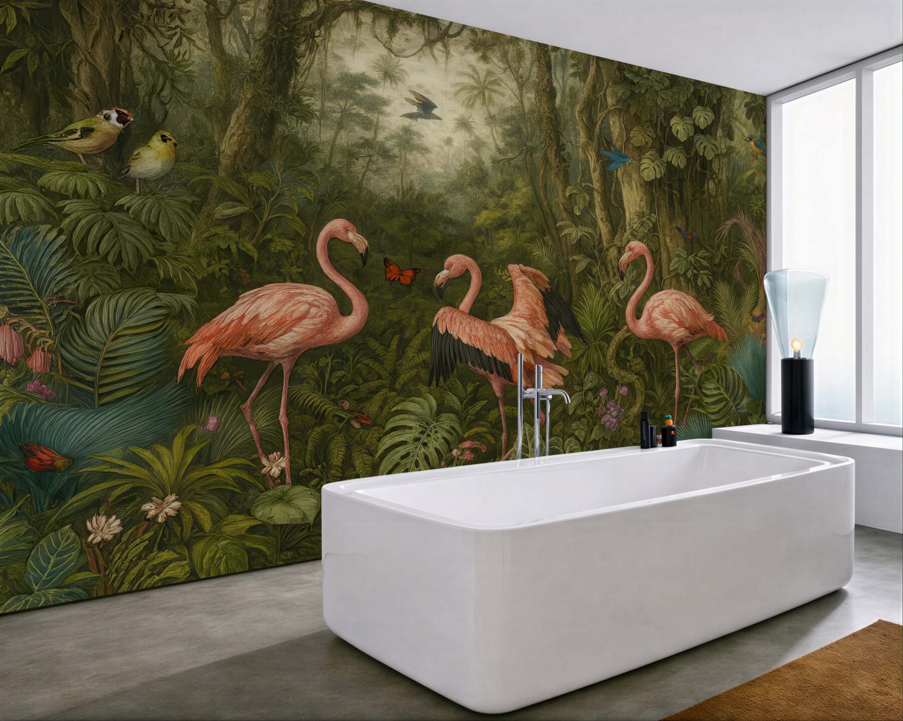 Fototapeta flamingi w tajemniczej tropikalnej dżungli