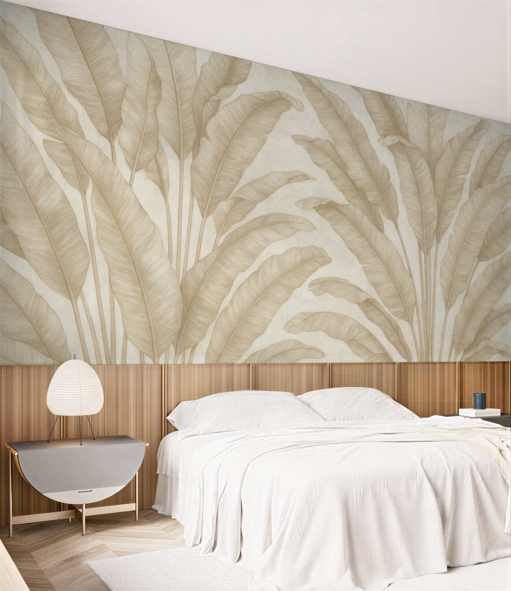 Fototapeta subtelne beżowe liście bananowca