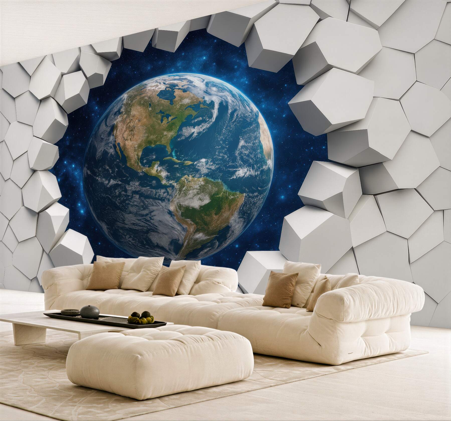Fototapeta ziemia w kosmicznym geometrycznym portalu