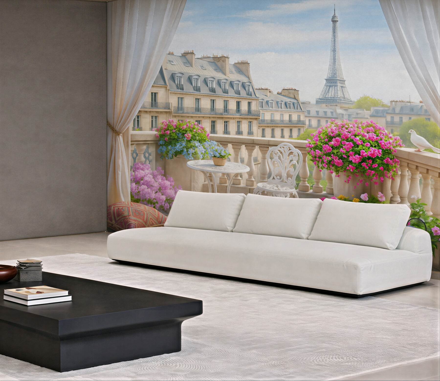 Fototapeta romantyczny balkon z widokiem na paryż