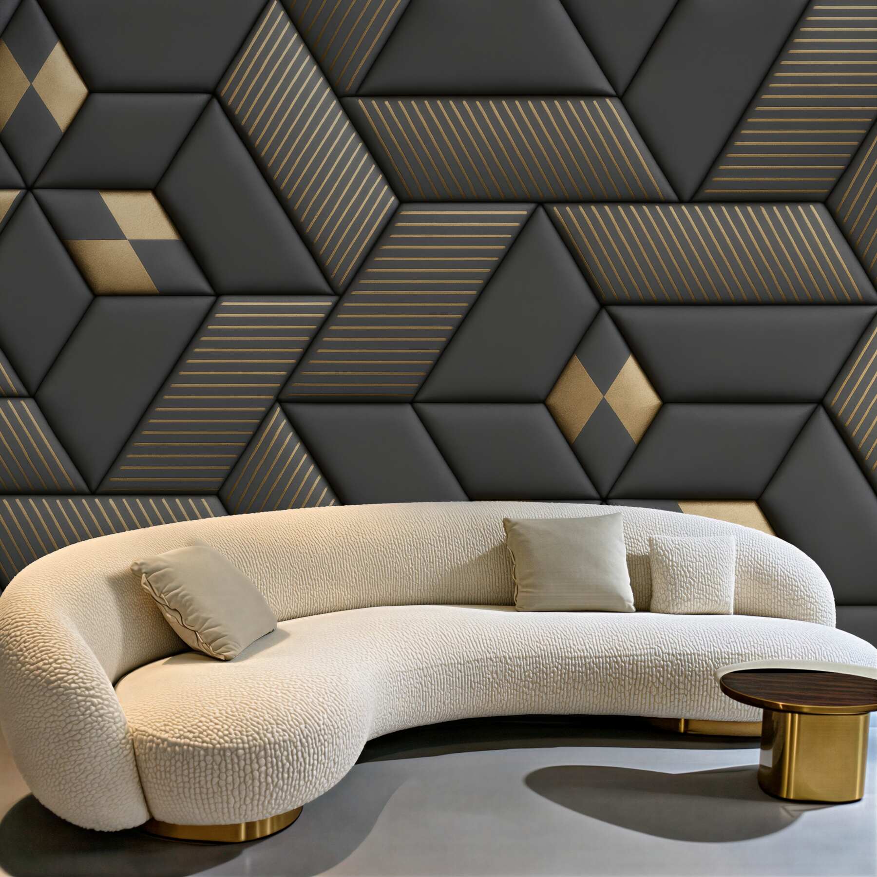 Fototapeta geometryczna elegancja w graficie i złocie