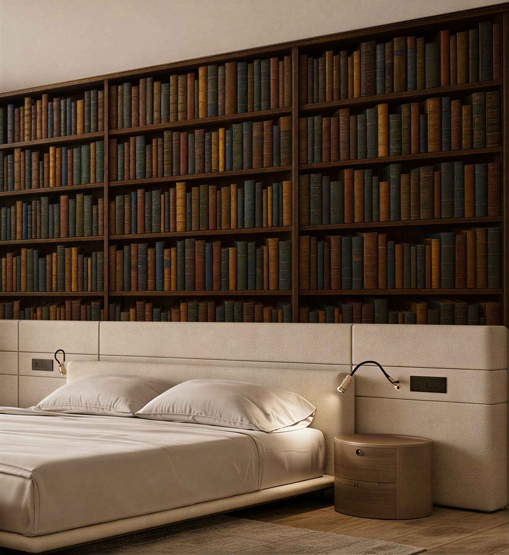 Fototapeta klasyczna biblioteka w ciepłym drewnie