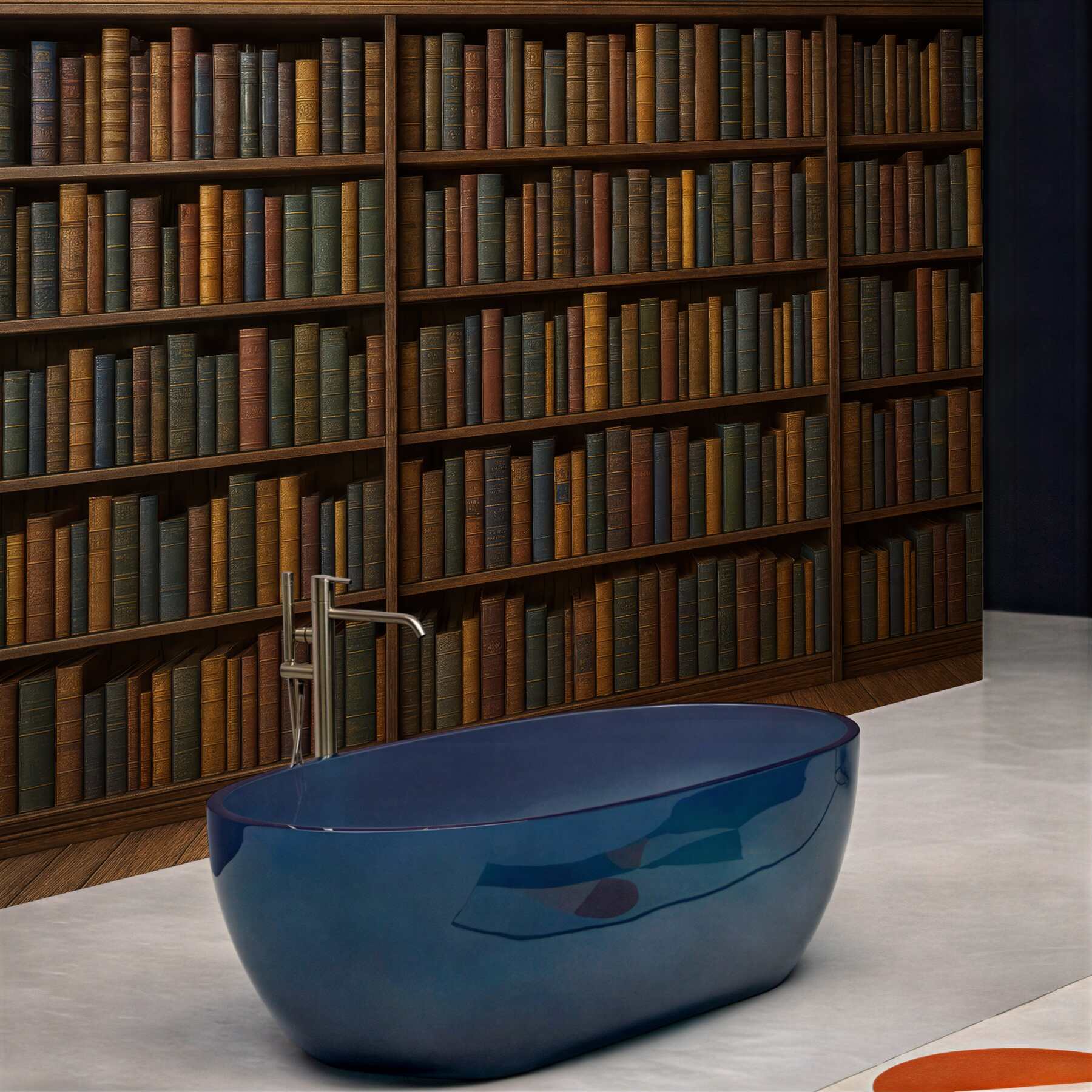 Fototapeta klasyczna biblioteka w ciepłym drewnie