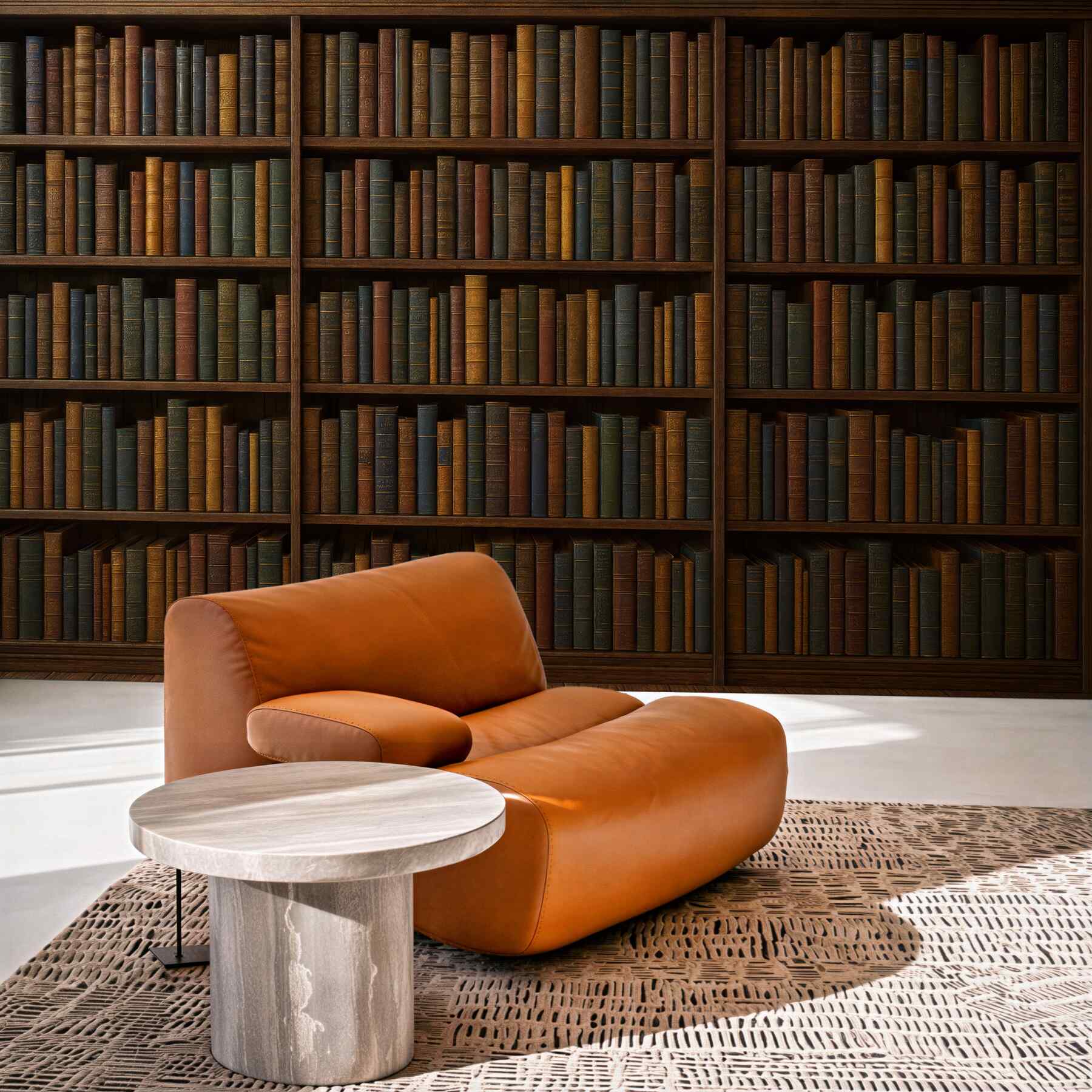 Fototapeta klasyczna biblioteka w ciepłym drewnie