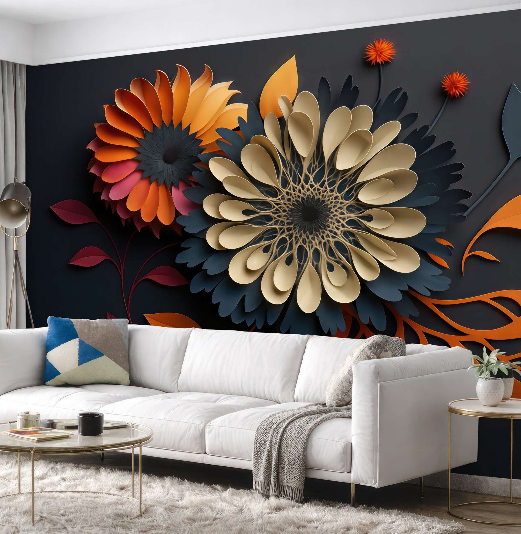 Fototapeta nowoczesne kwiaty w papercut