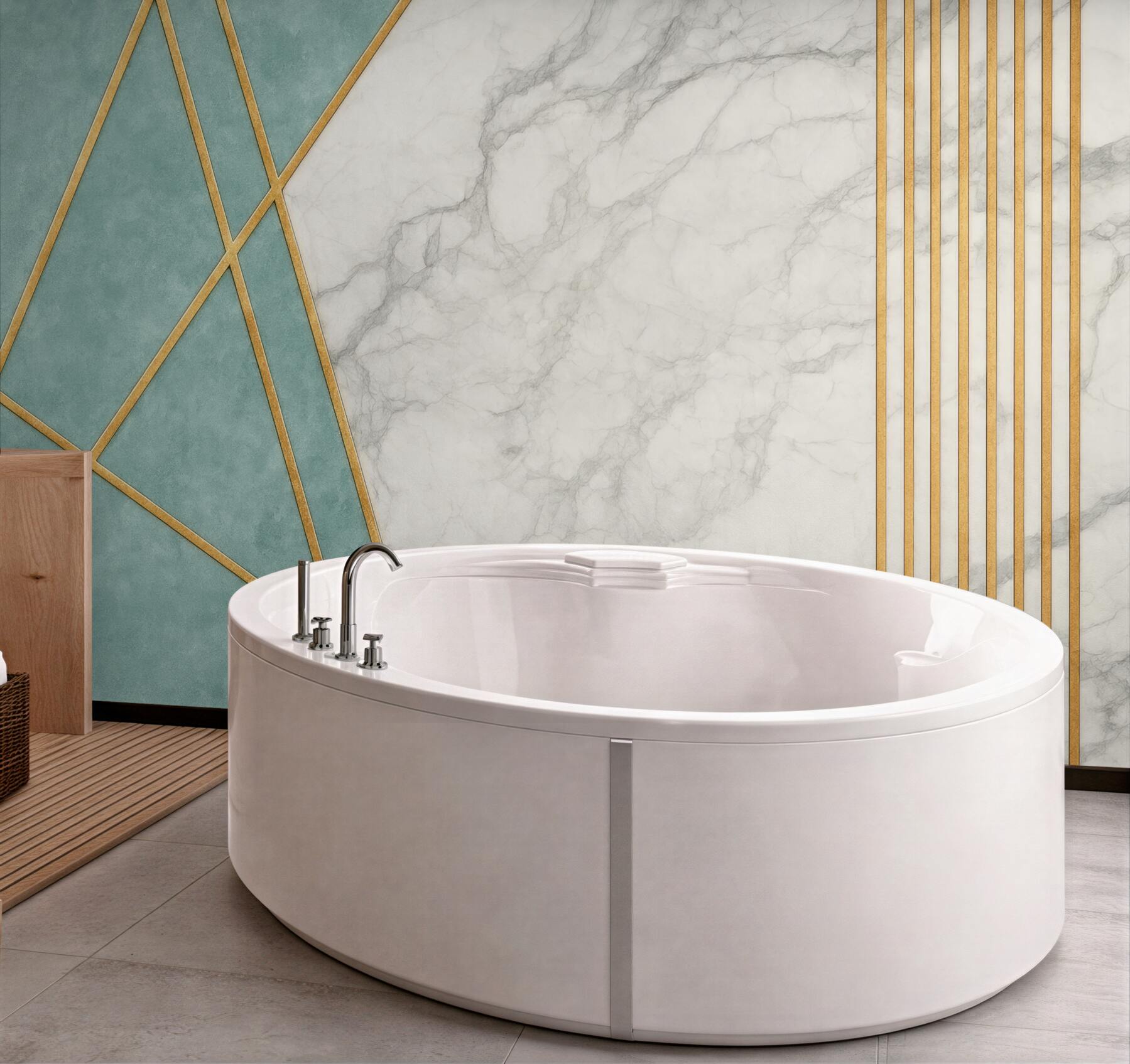 Fototapeta marmur i turkus w złotej geometrii