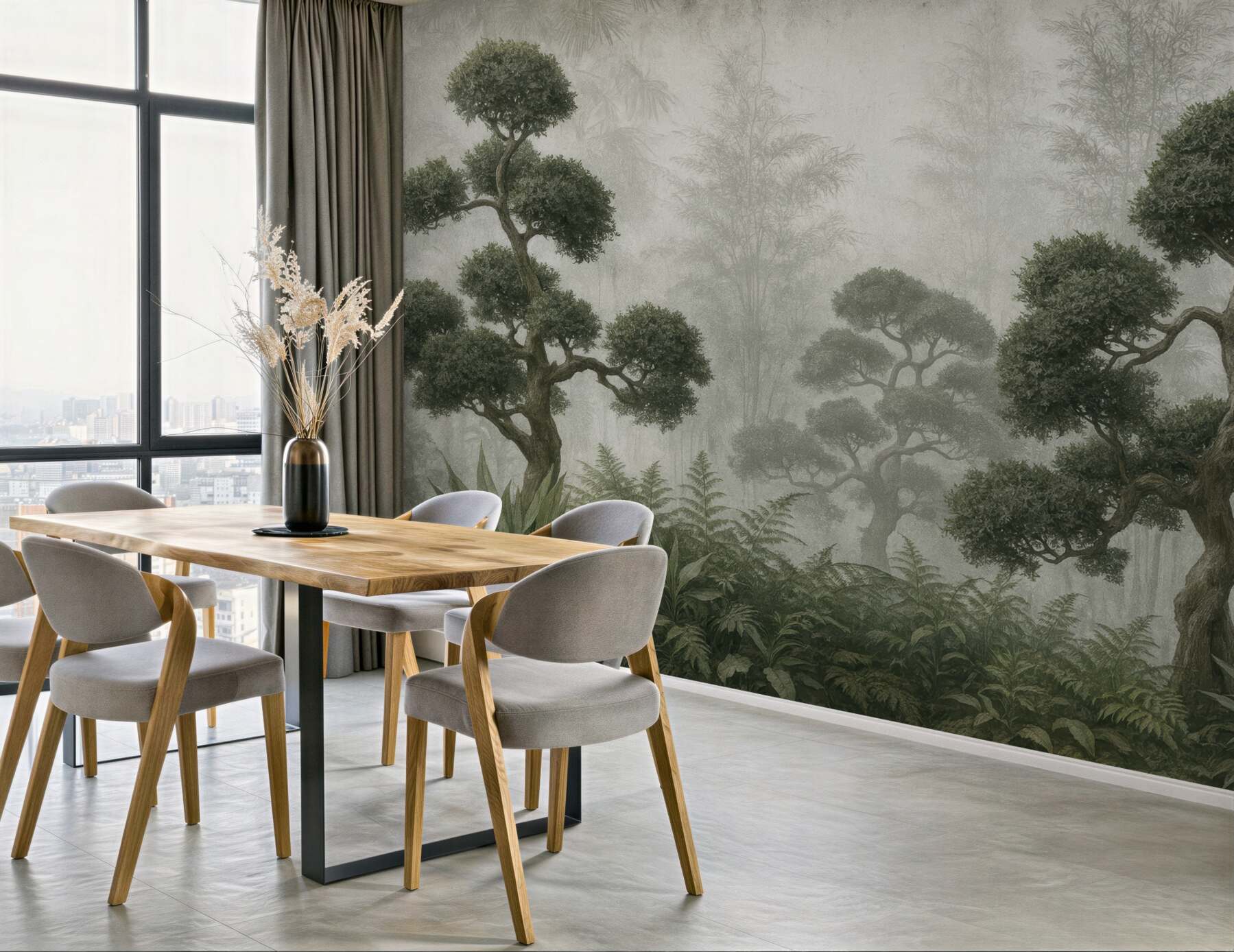 Fototapeta mroczny las bonsai we mgle