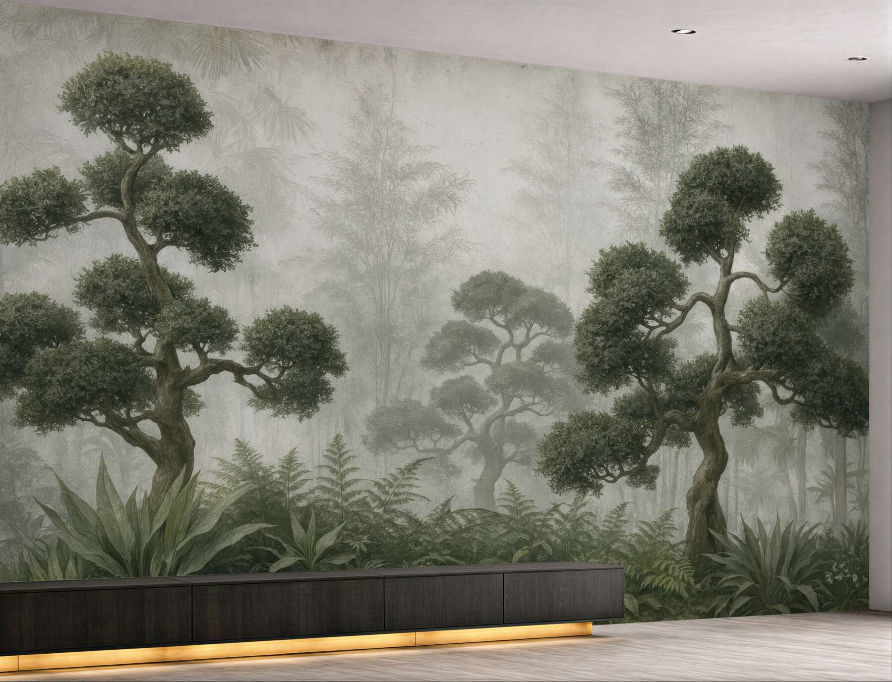 Fototapeta mroczny las bonsai we mgle