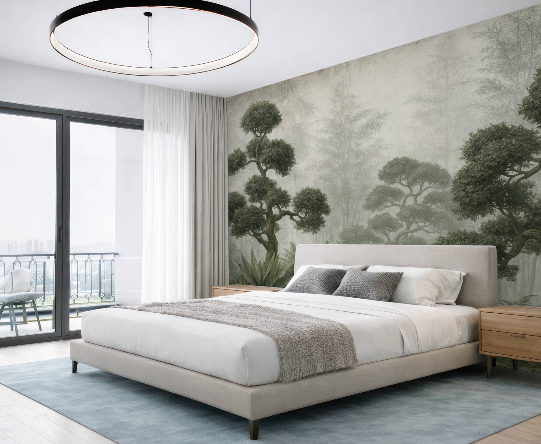 Fototapeta mroczny las bonsai we mgle