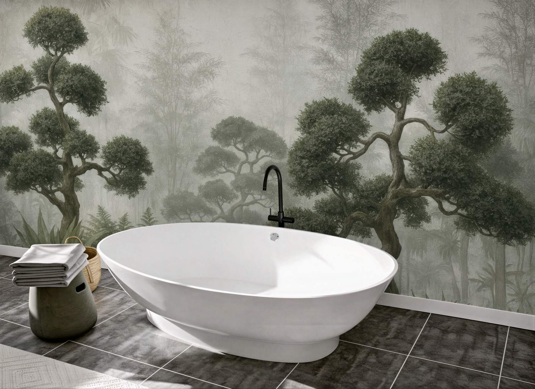 Fototapeta mroczny las bonsai we mgle