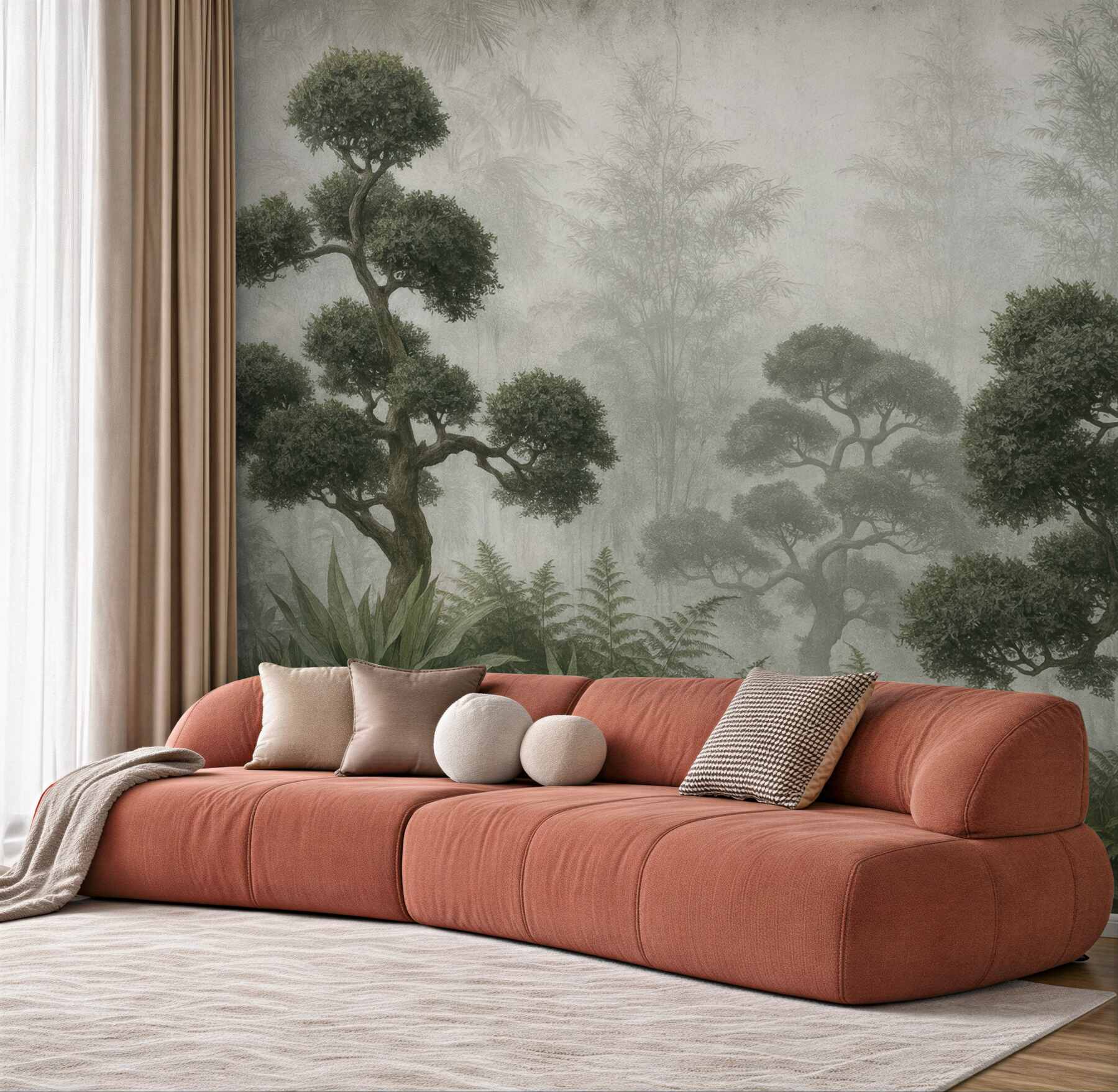 Fototapeta mroczny las bonsai we mgle