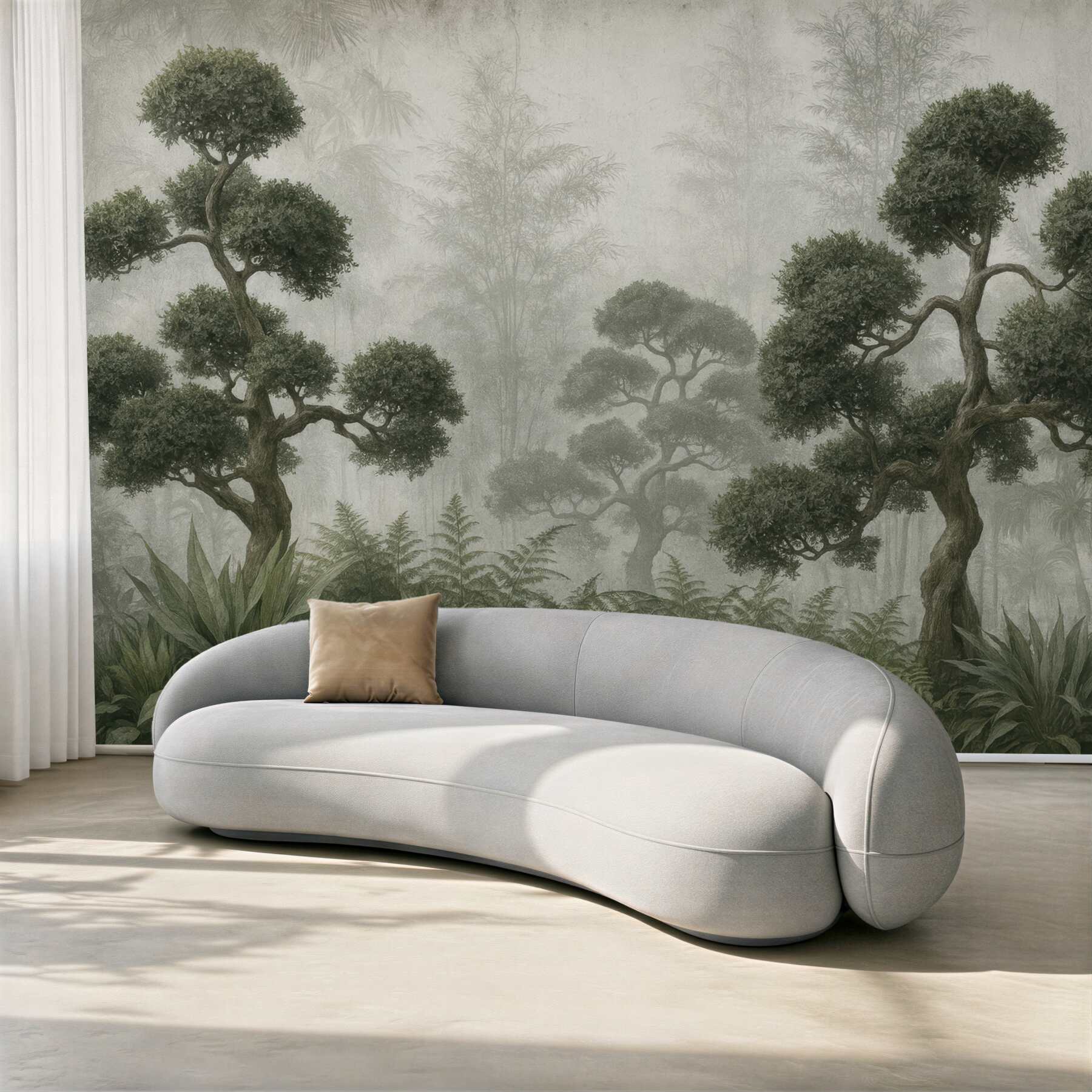Fototapeta mroczny las bonsai we mgle