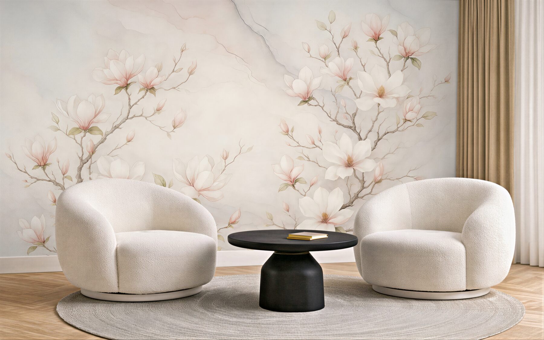 Fototapeta delikatne magnolie na marmurowym tle