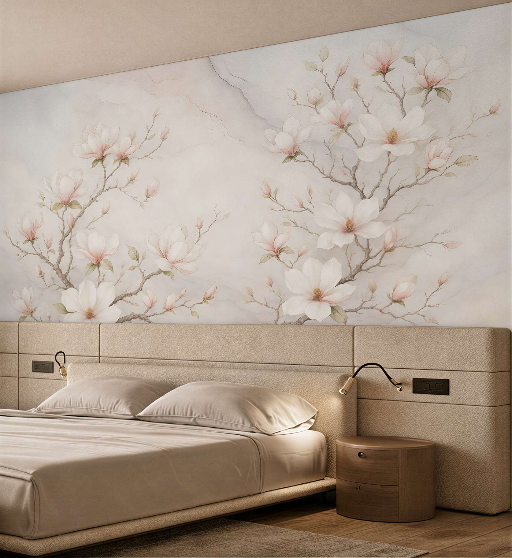 Fototapeta delikatne magnolie na marmurowym tle