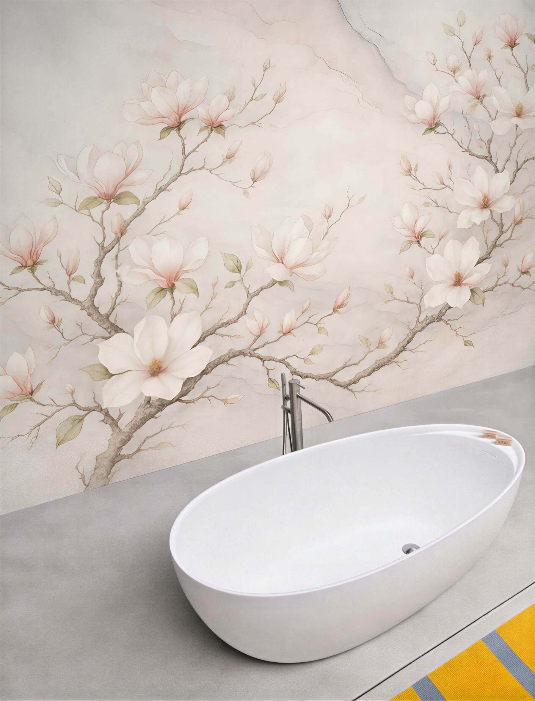Fototapeta delikatne magnolie na marmurowym tle