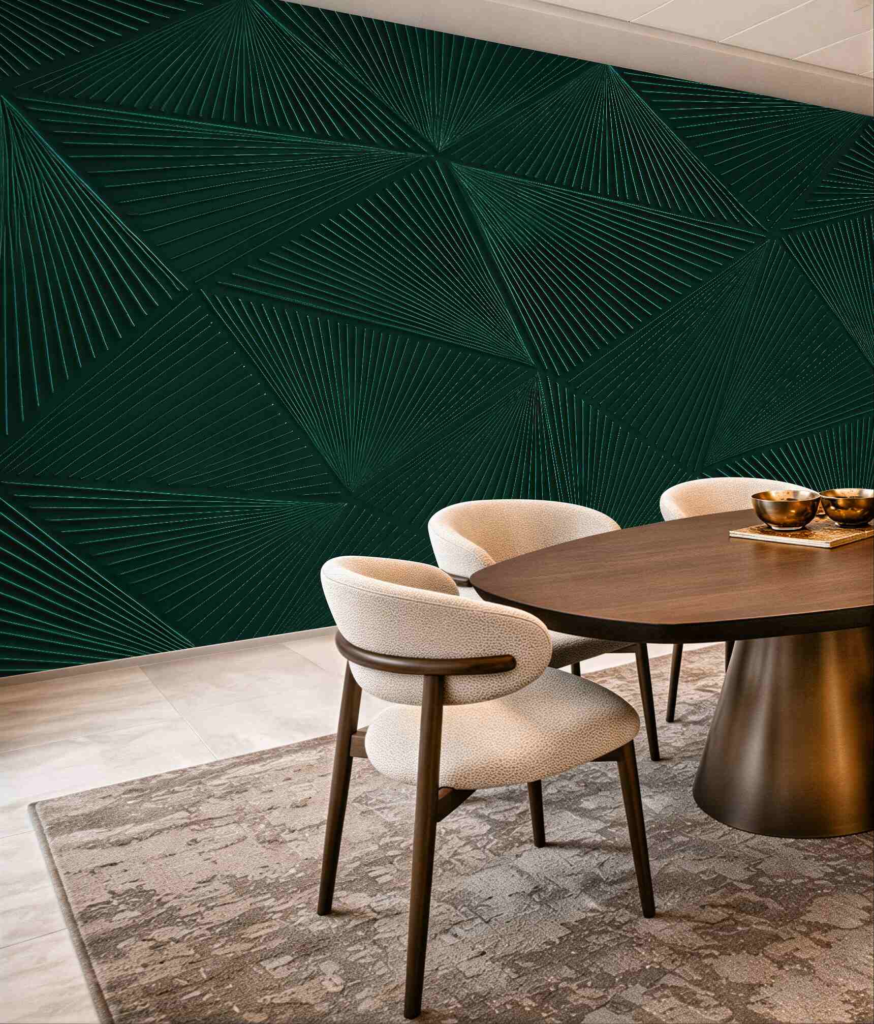 Fototapeta szmaragdowa geometryczna abstrakcja 3d