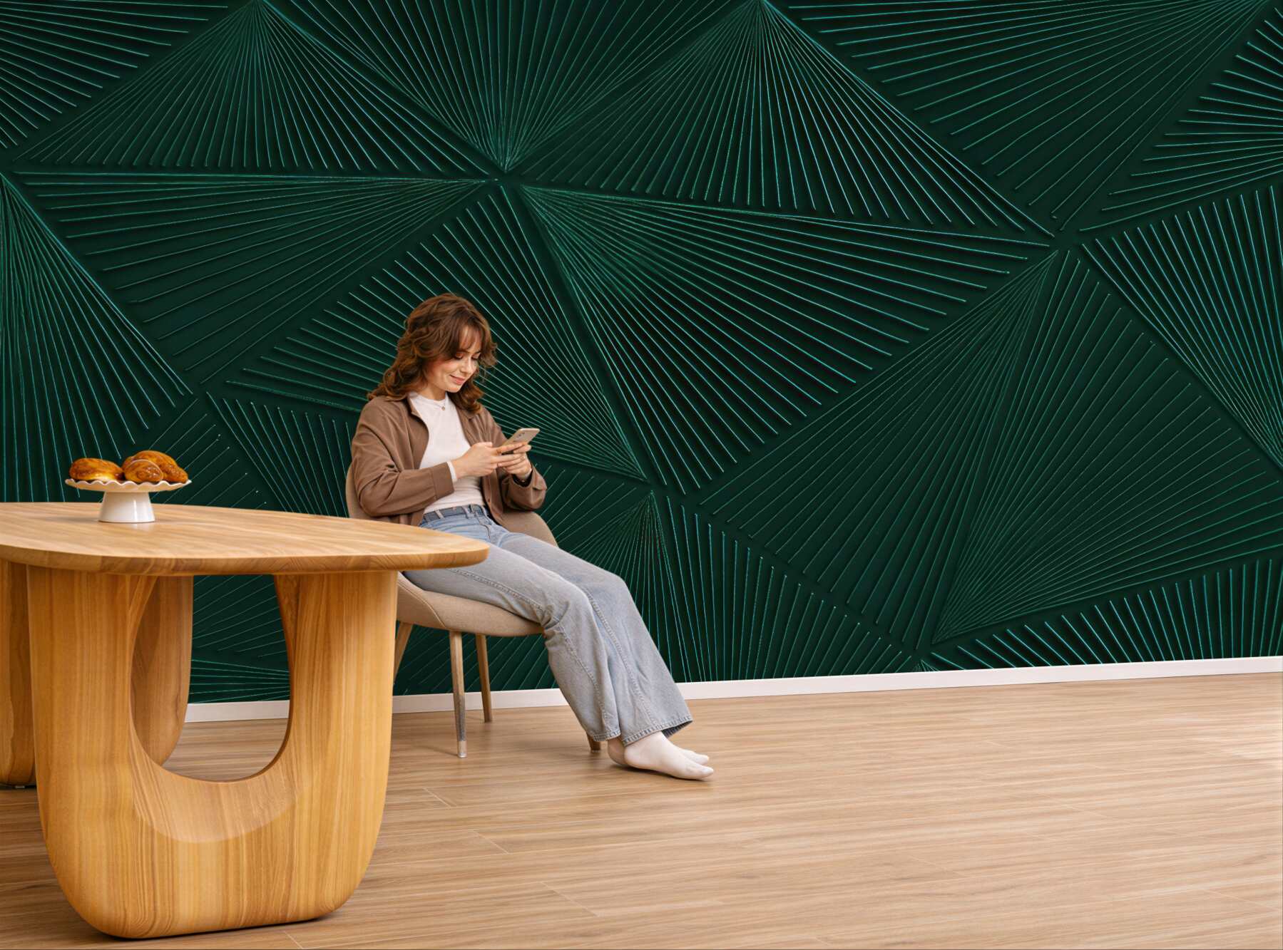 Fototapeta szmaragdowa geometryczna abstrakcja 3d