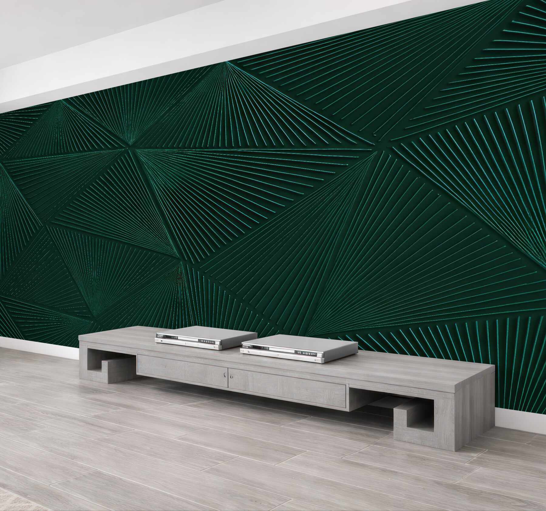 Fototapeta szmaragdowa geometryczna abstrakcja 3d