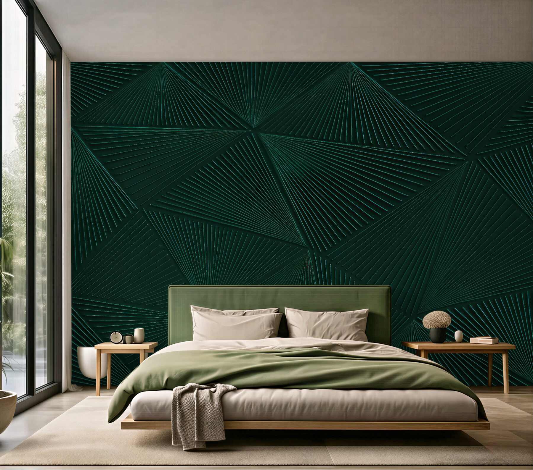 Fototapeta szmaragdowa geometryczna abstrakcja 3d