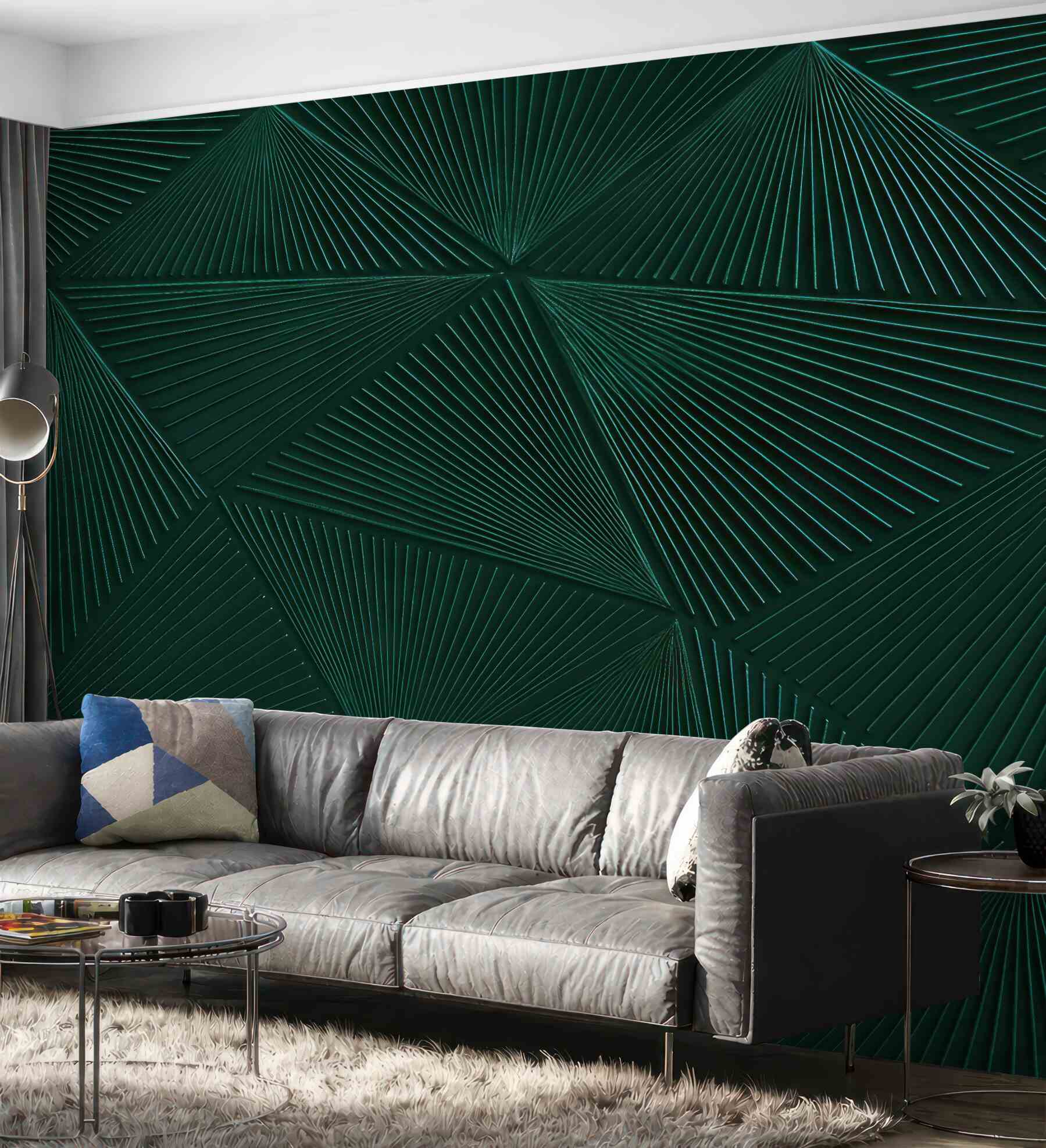 Fototapeta szmaragdowa geometryczna abstrakcja 3d