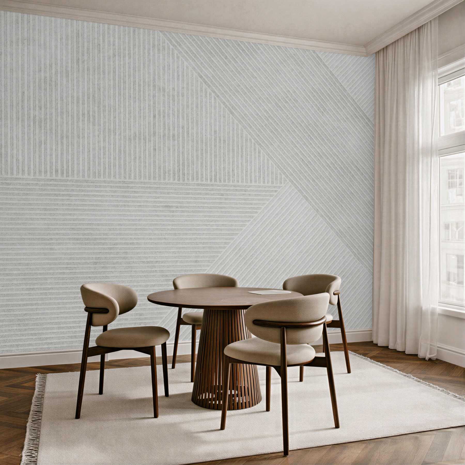 Fototapeta subtelna geometria w beżowych liniach
