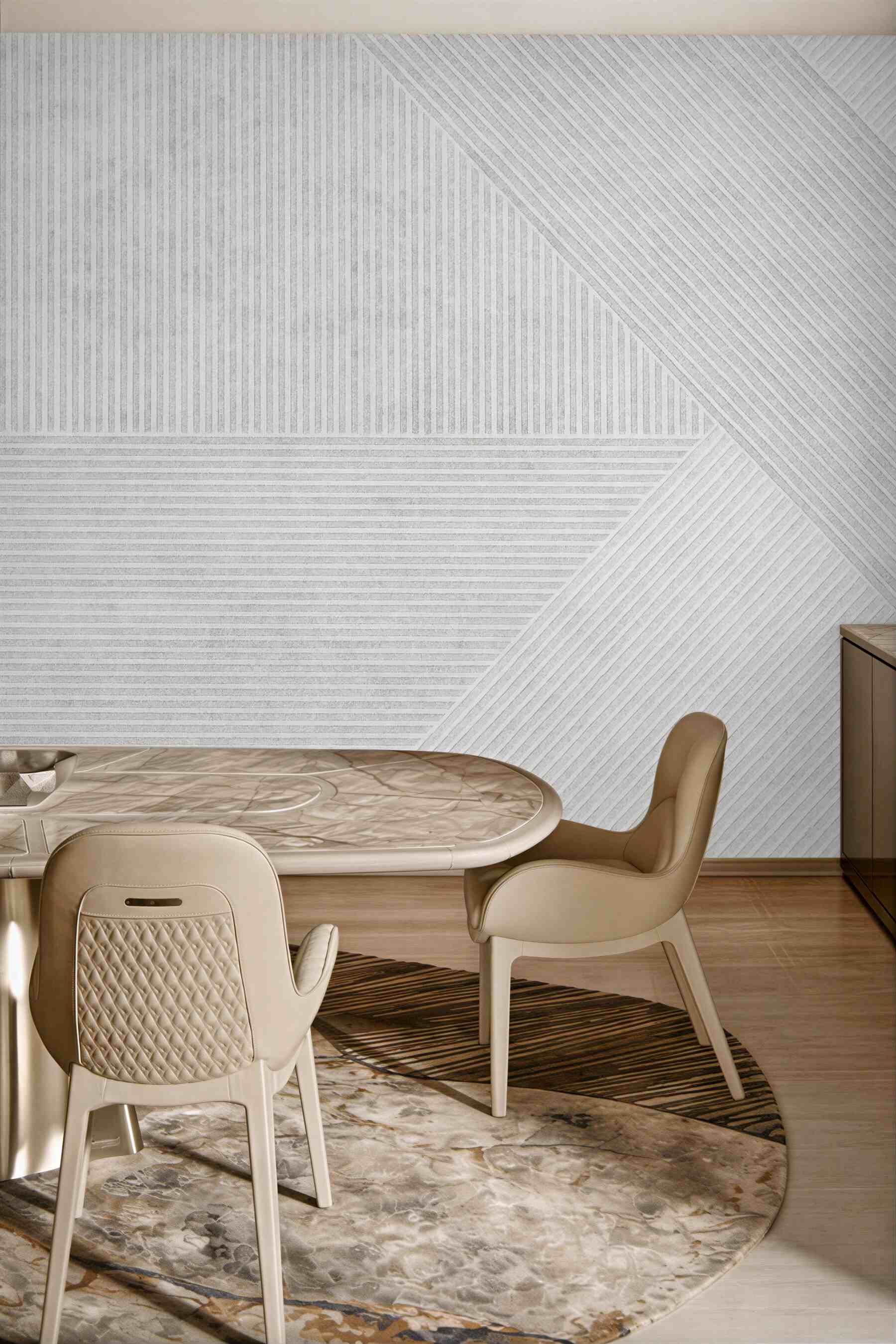 Fototapeta subtelna geometria w beżowych liniach