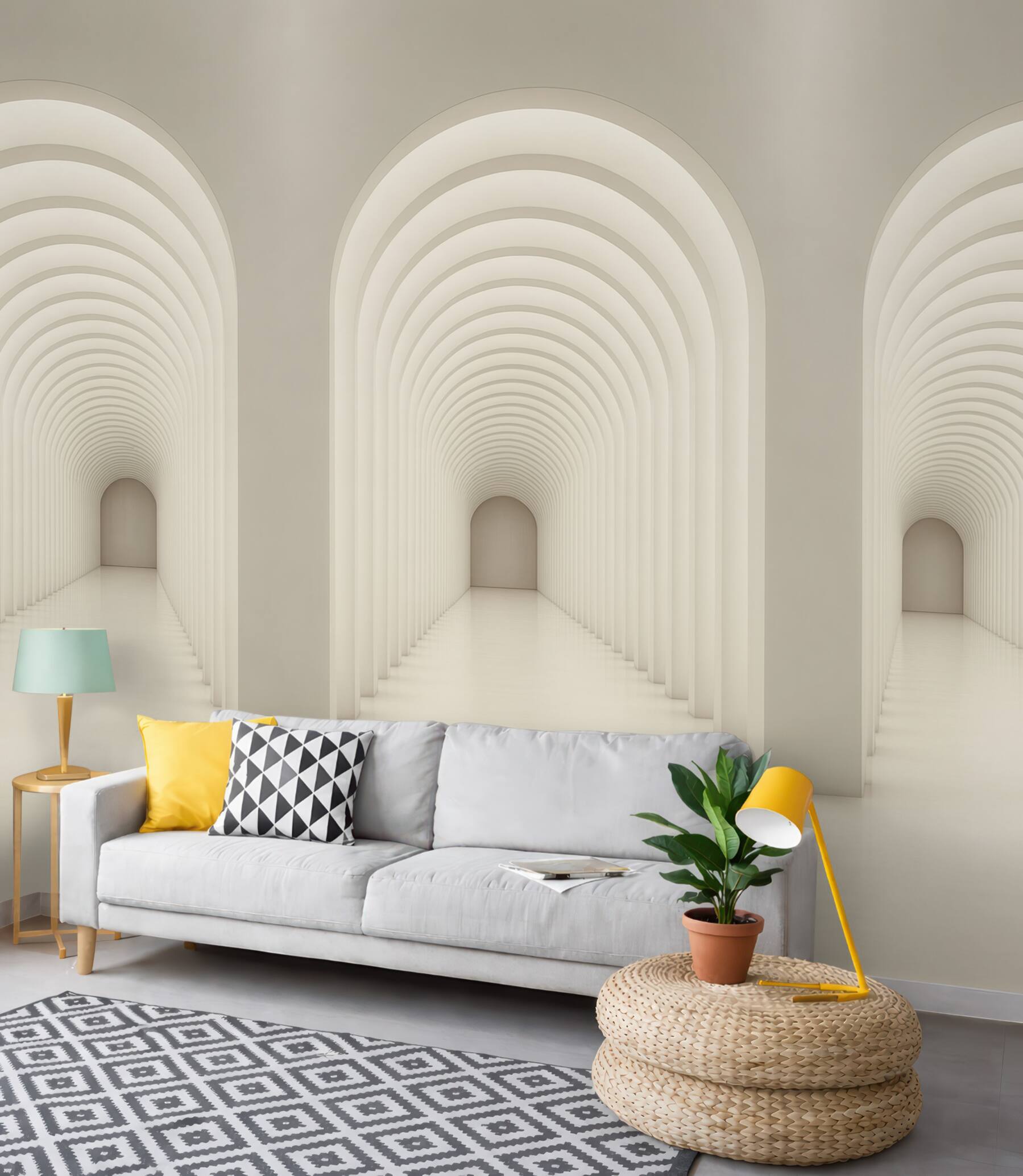 Fototapeta eleganckie białe arkady 3d