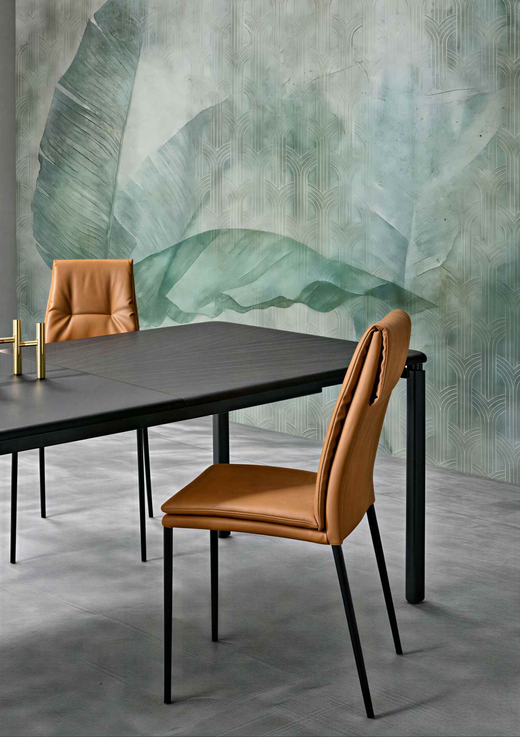 Fototapeta turkusowe liście w stylu art déco