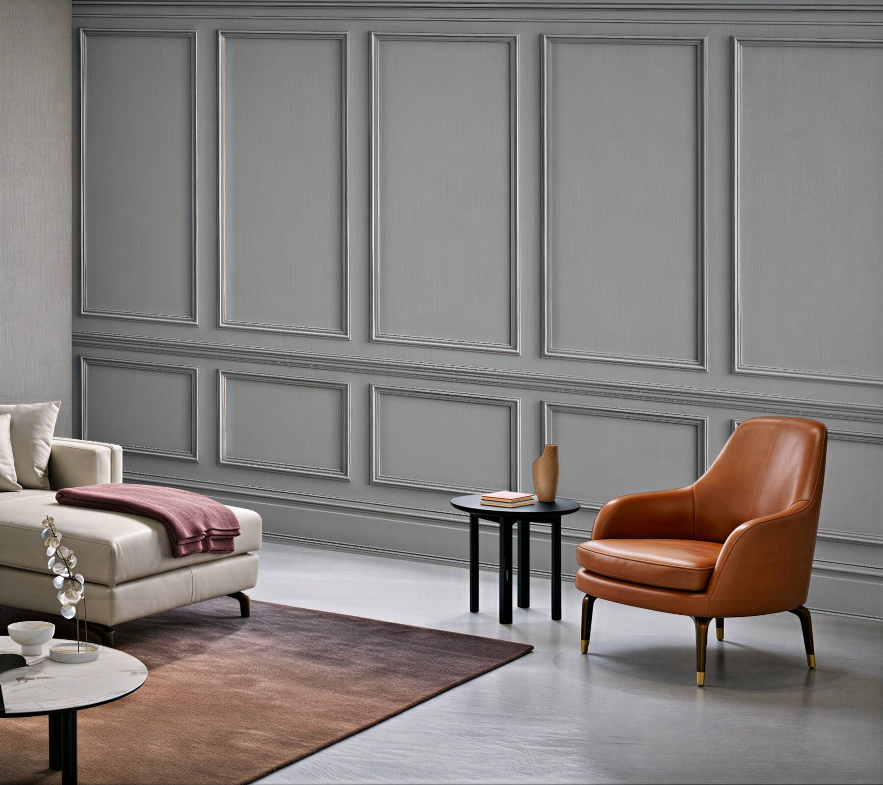 Fototapeta szara klasyczna boazeria z panelami