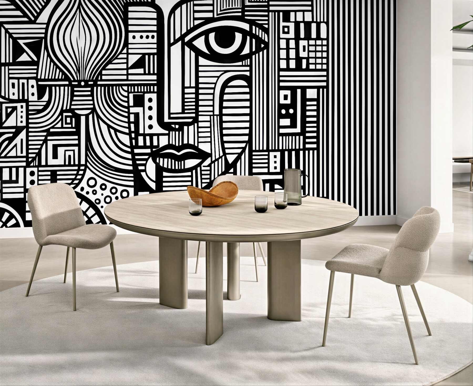 Fototapeta geometryczna twarz w czerni i bieli