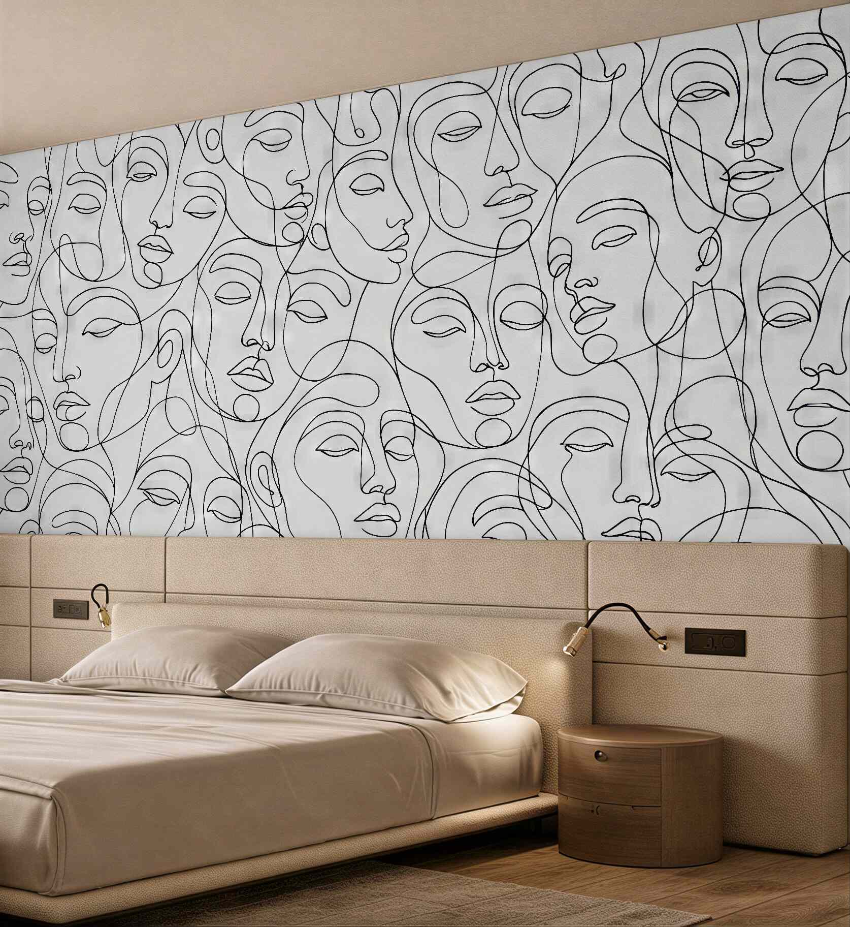 Fototapeta abstrakcyjne twarze w minimalistycznej linii