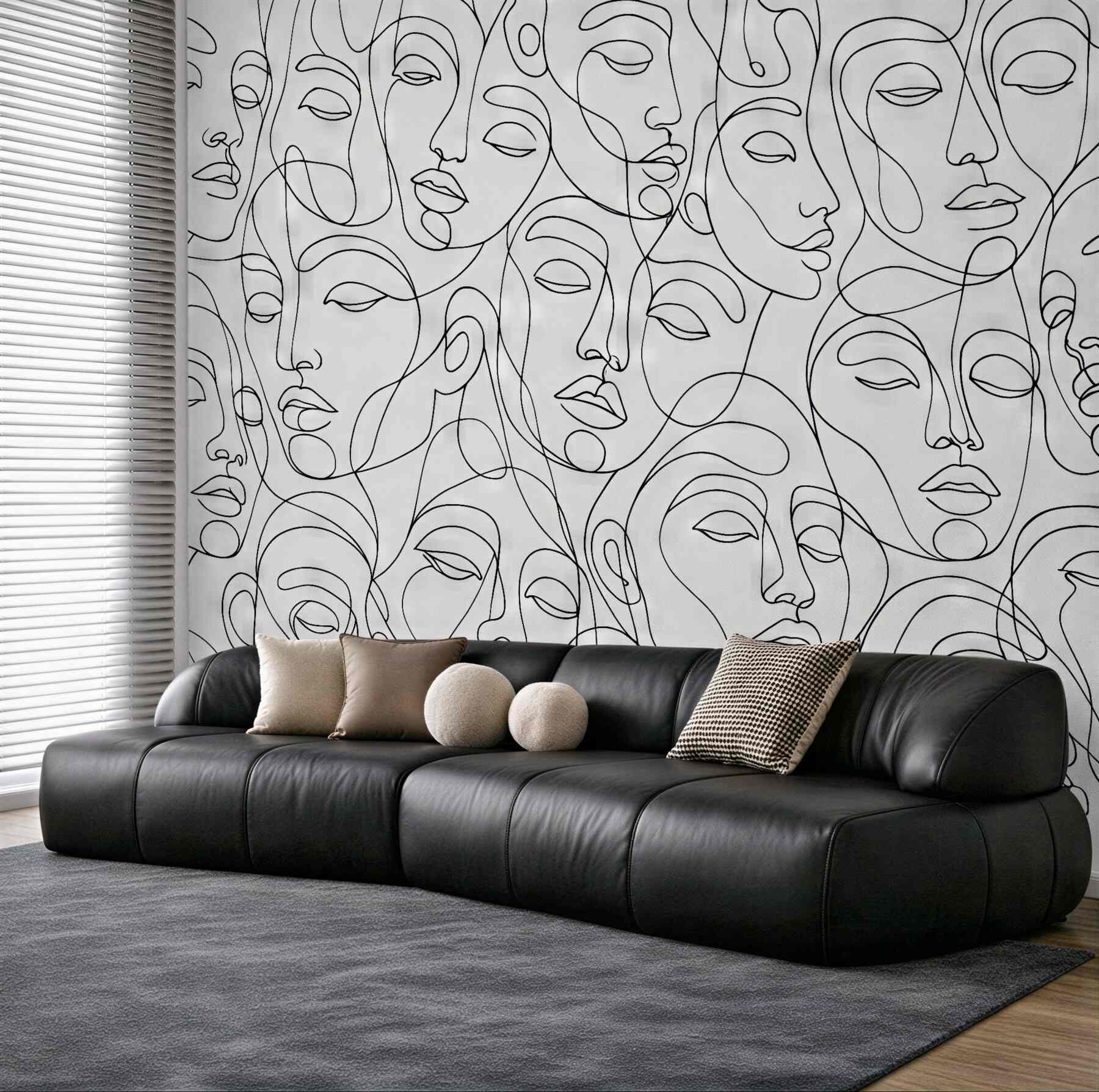 Fototapeta abstrakcyjne twarze w minimalistycznej linii