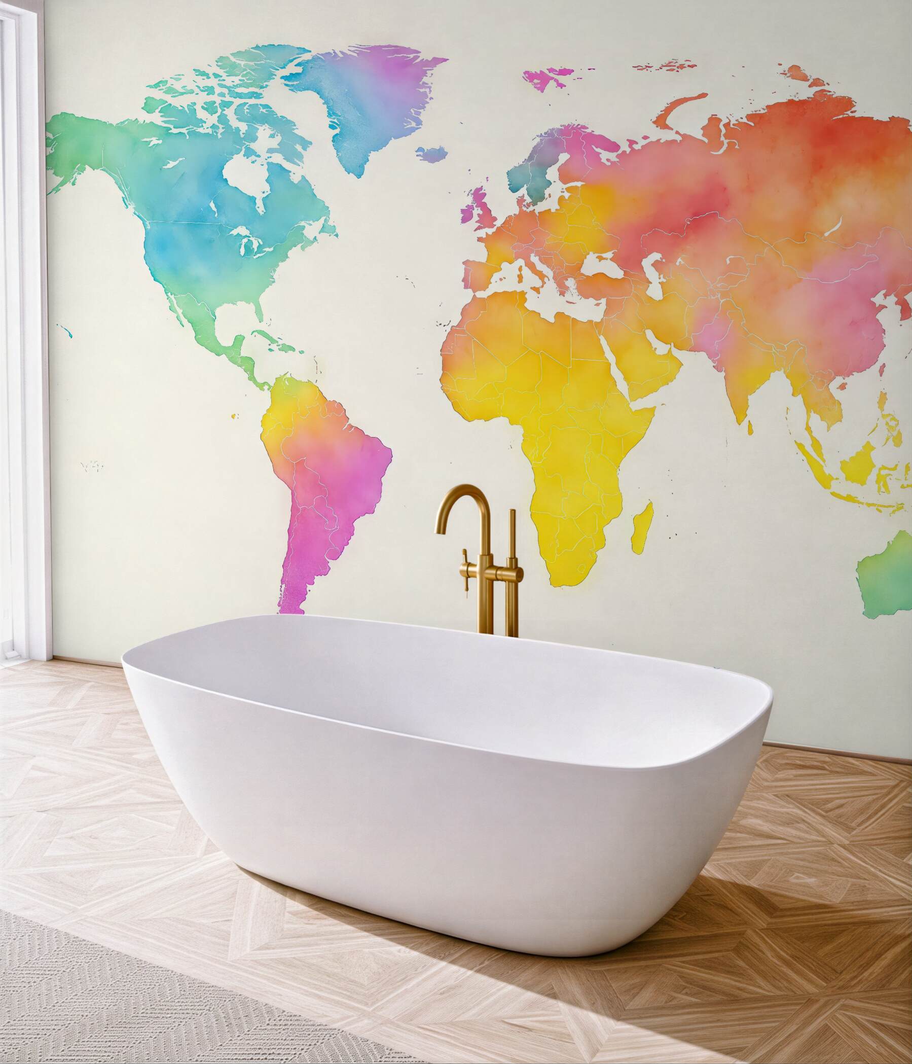 Fototapeta pastelowa mapa świata pełna kolorów