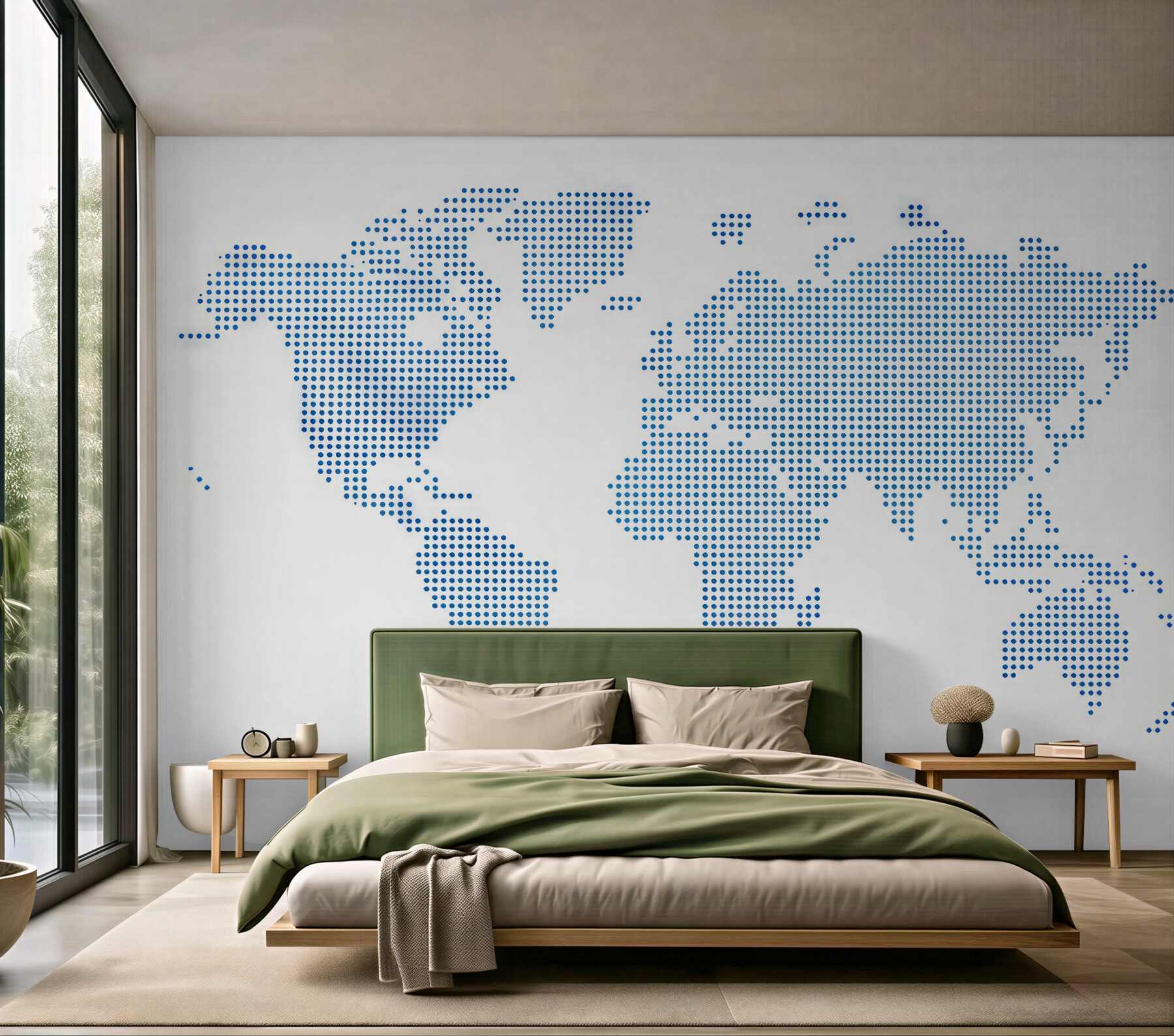 Fototapeta niebieska mapa świata w kropkach