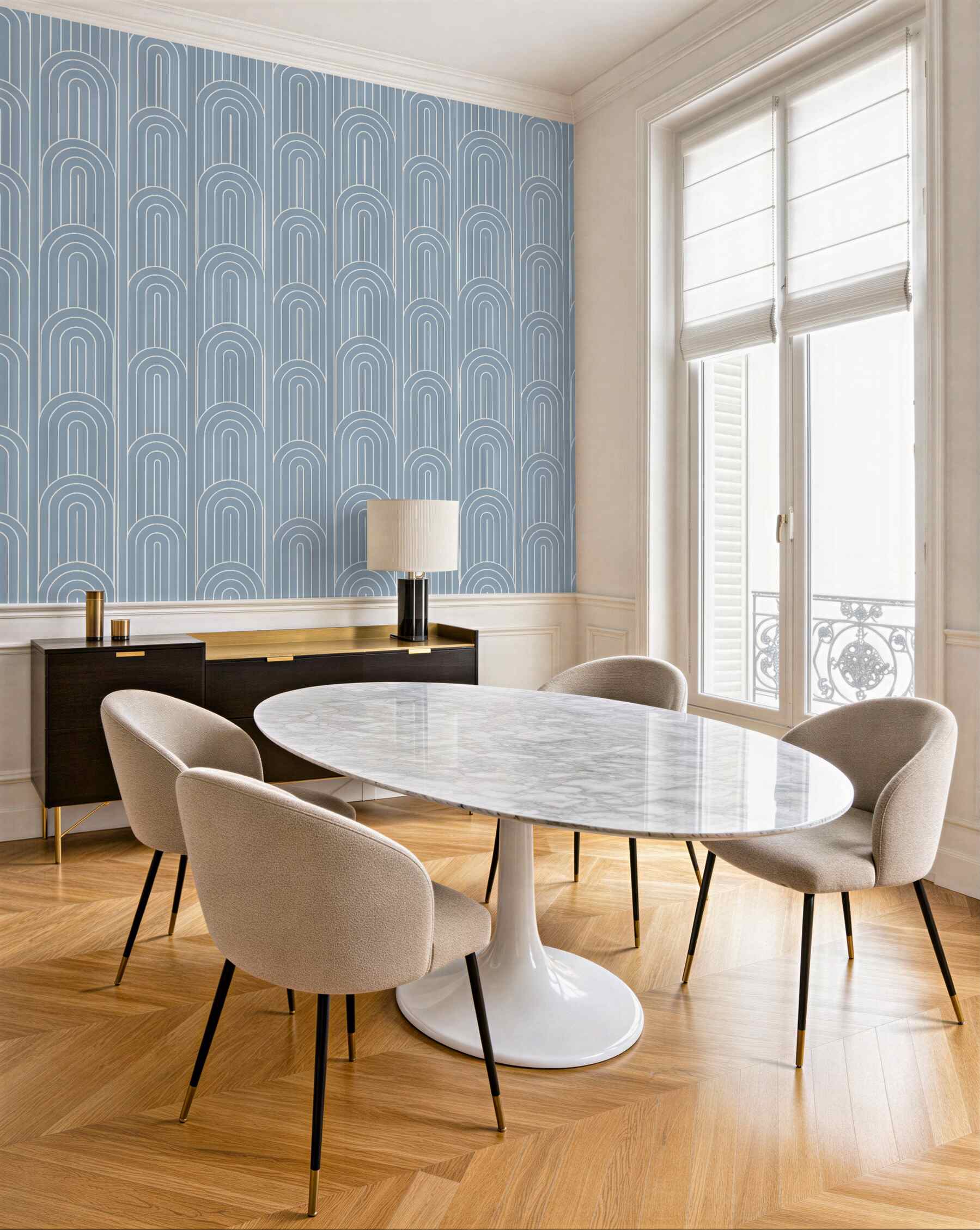 Fototapeta błękitne łuki w stylu art déco