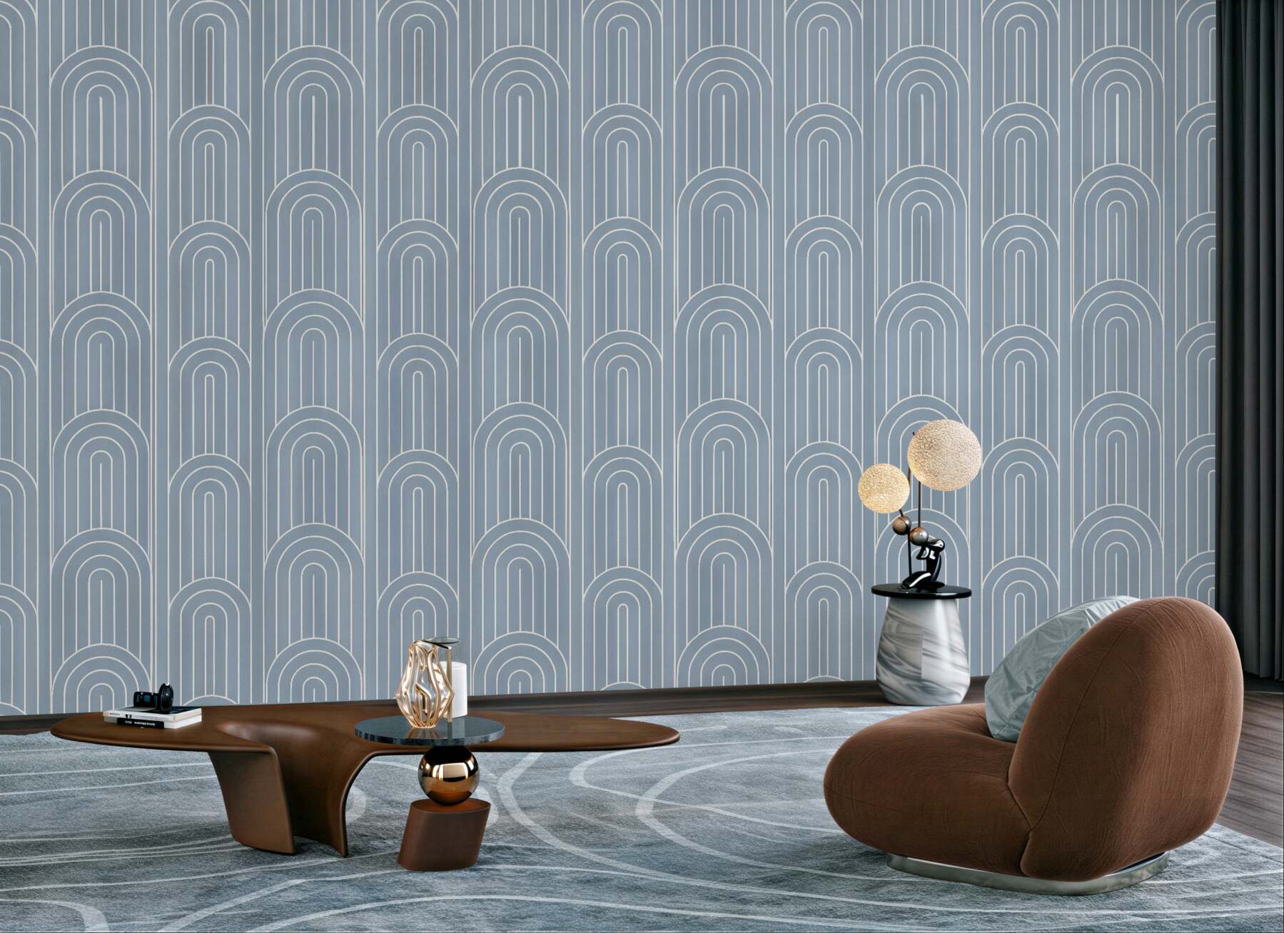 Fototapeta błękitne łuki w stylu art déco