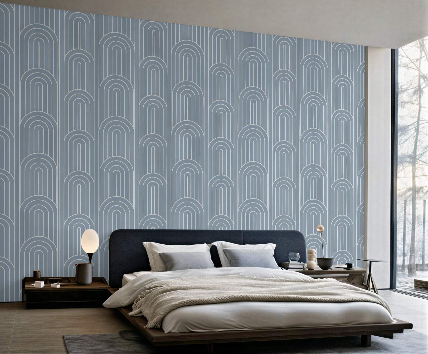 Fototapeta błękitne łuki w stylu art déco