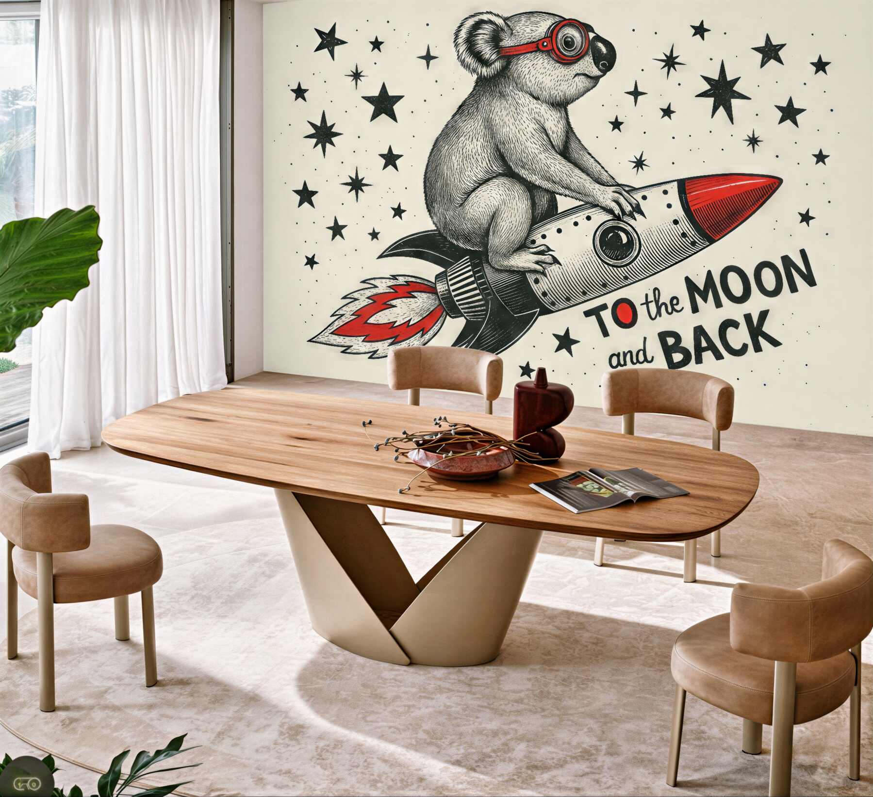 Fototapeta koala w rakiecie pośród gwiazd