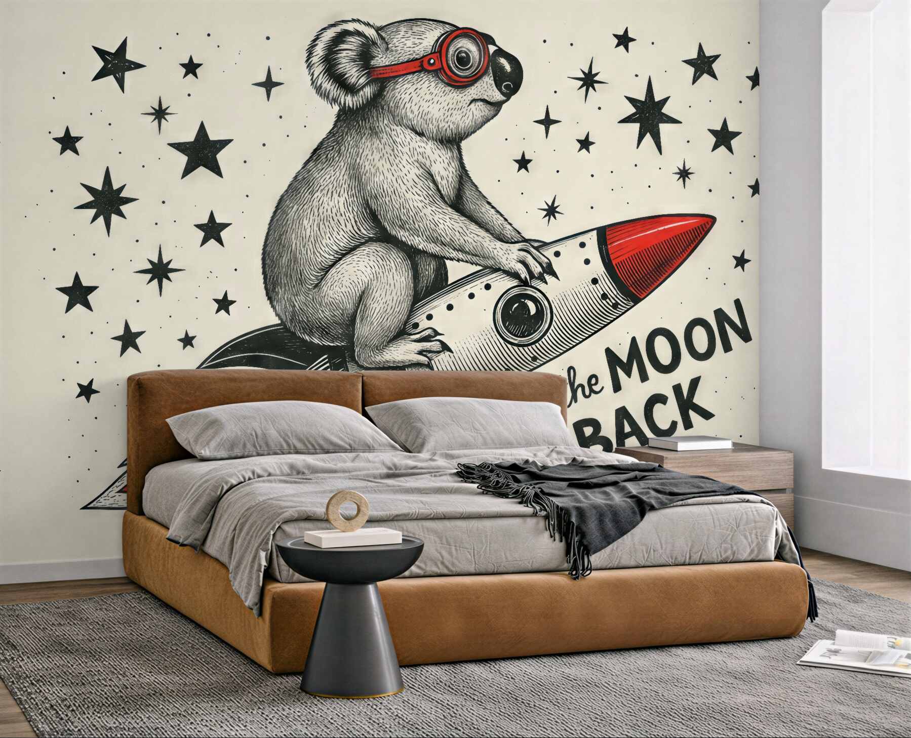 Fototapeta koala w rakiecie pośród gwiazd