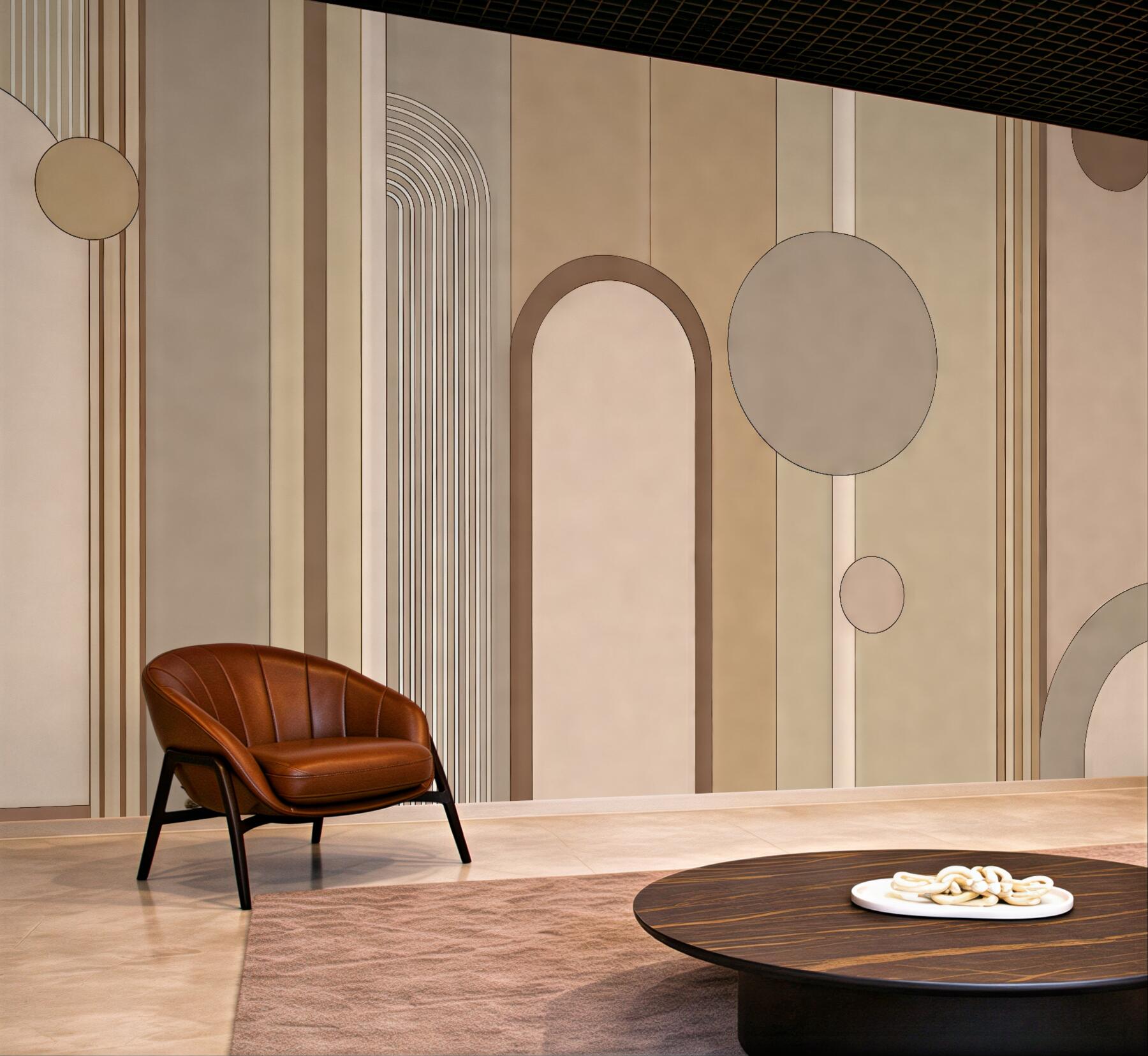 Fototapeta geometryczna elegancja w beżowych łukach