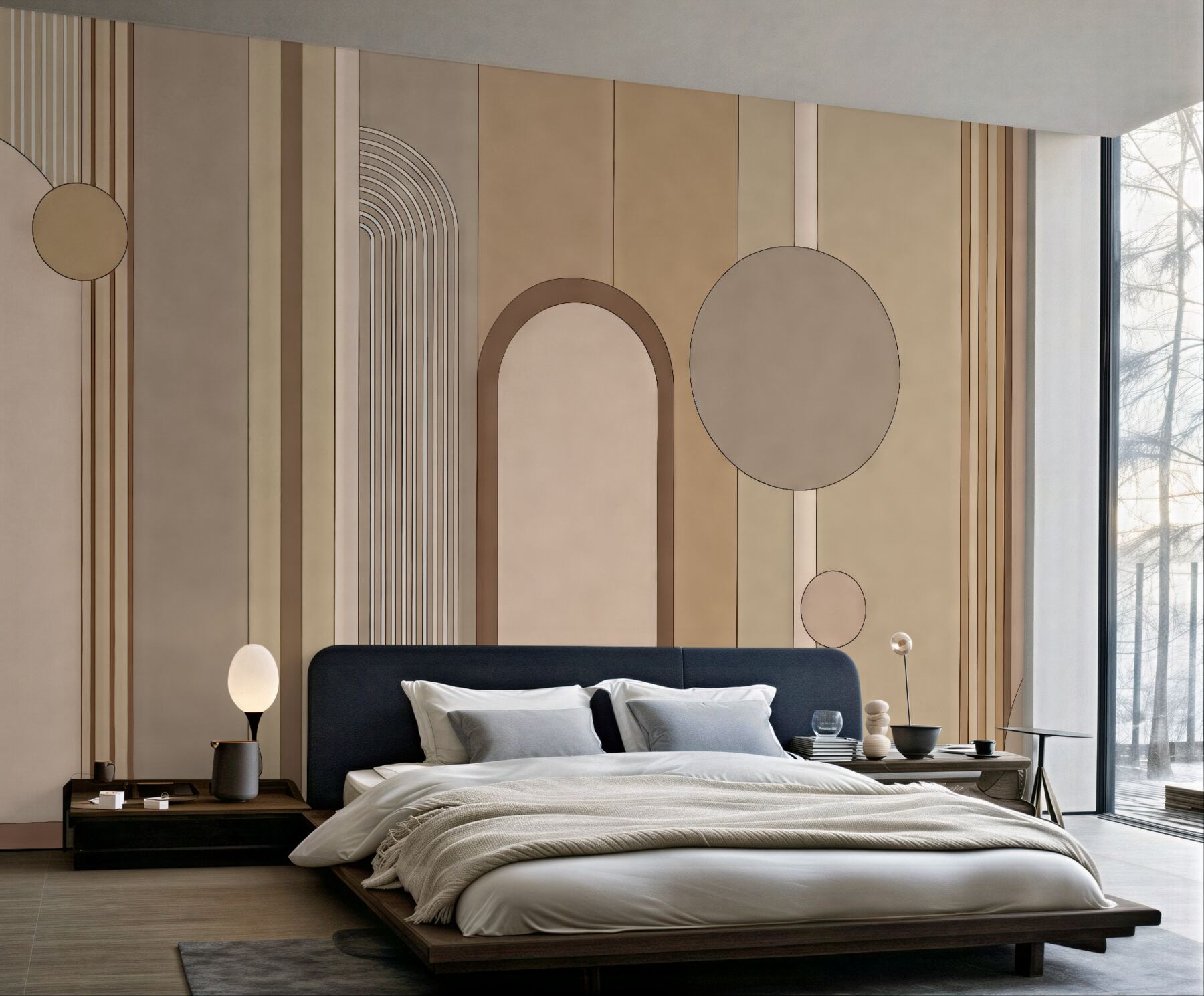 Fototapeta geometryczna elegancja w beżowych łukach