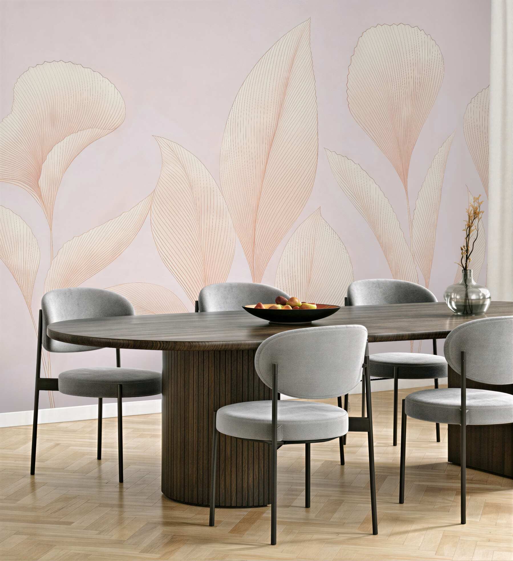 Fototapeta delikatne pastelowe liście minimalistyczne