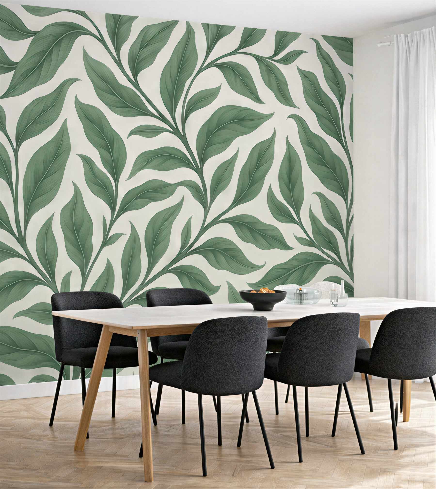Fototapeta zielone liście w botanicznym stylu