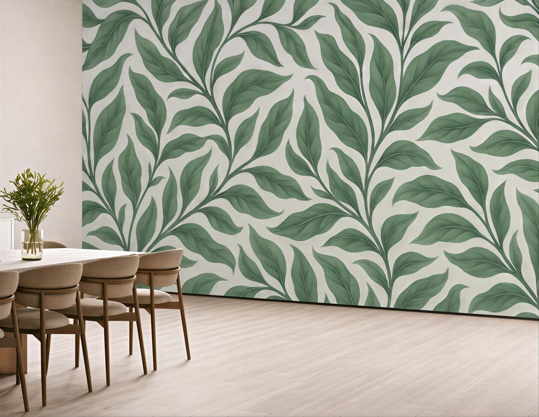 Fototapeta zielone liście w botanicznym stylu