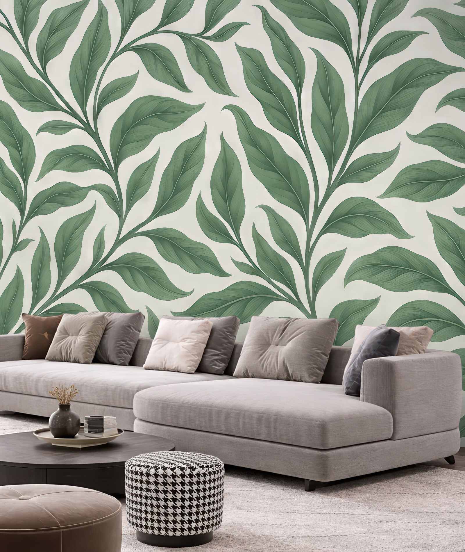 Fototapeta zielone liście w botanicznym stylu