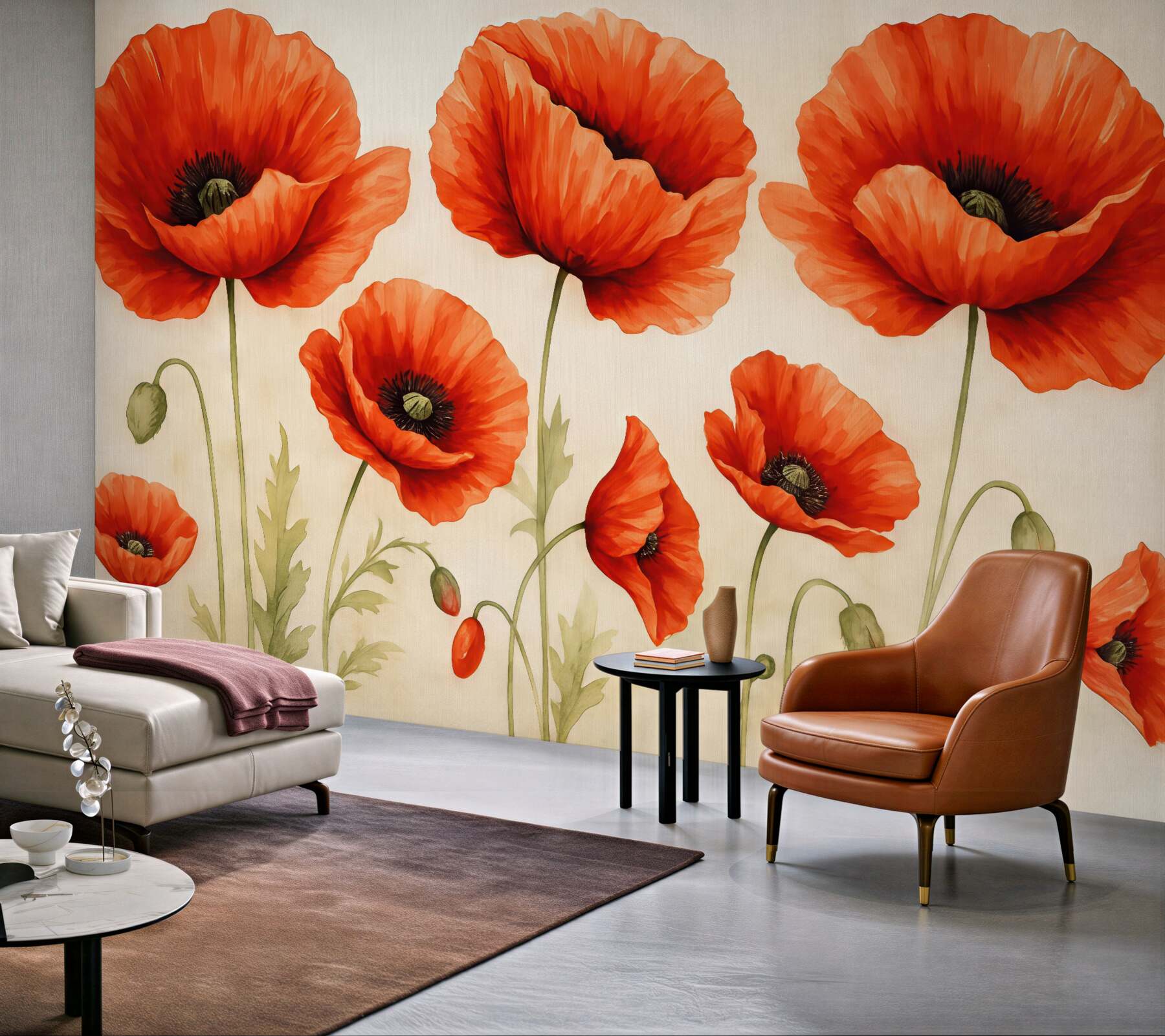 Fototapeta akwarelowe czerwone maki
