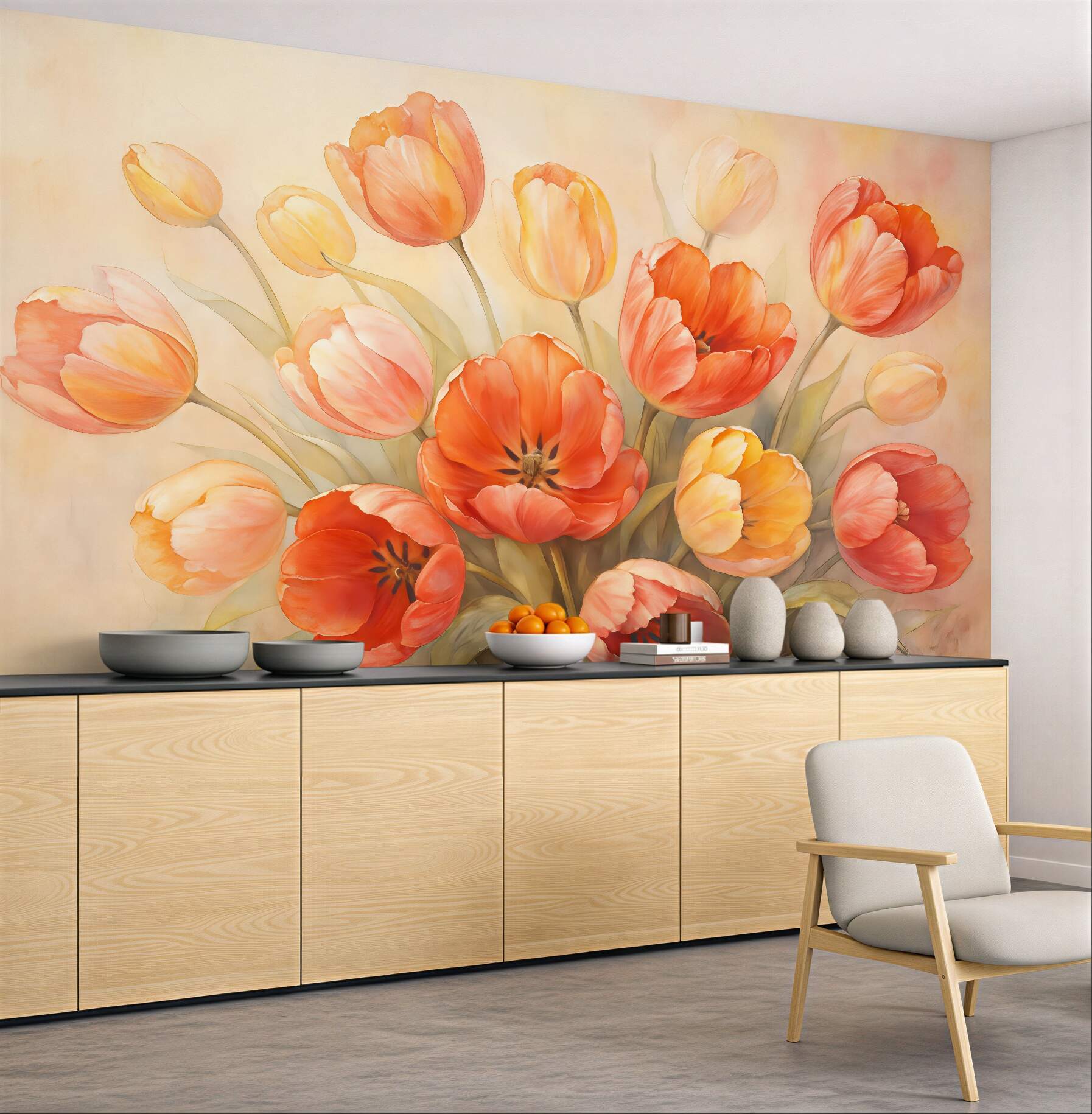 Fototapeta malarskie tulipany w pastelowym bukiecie