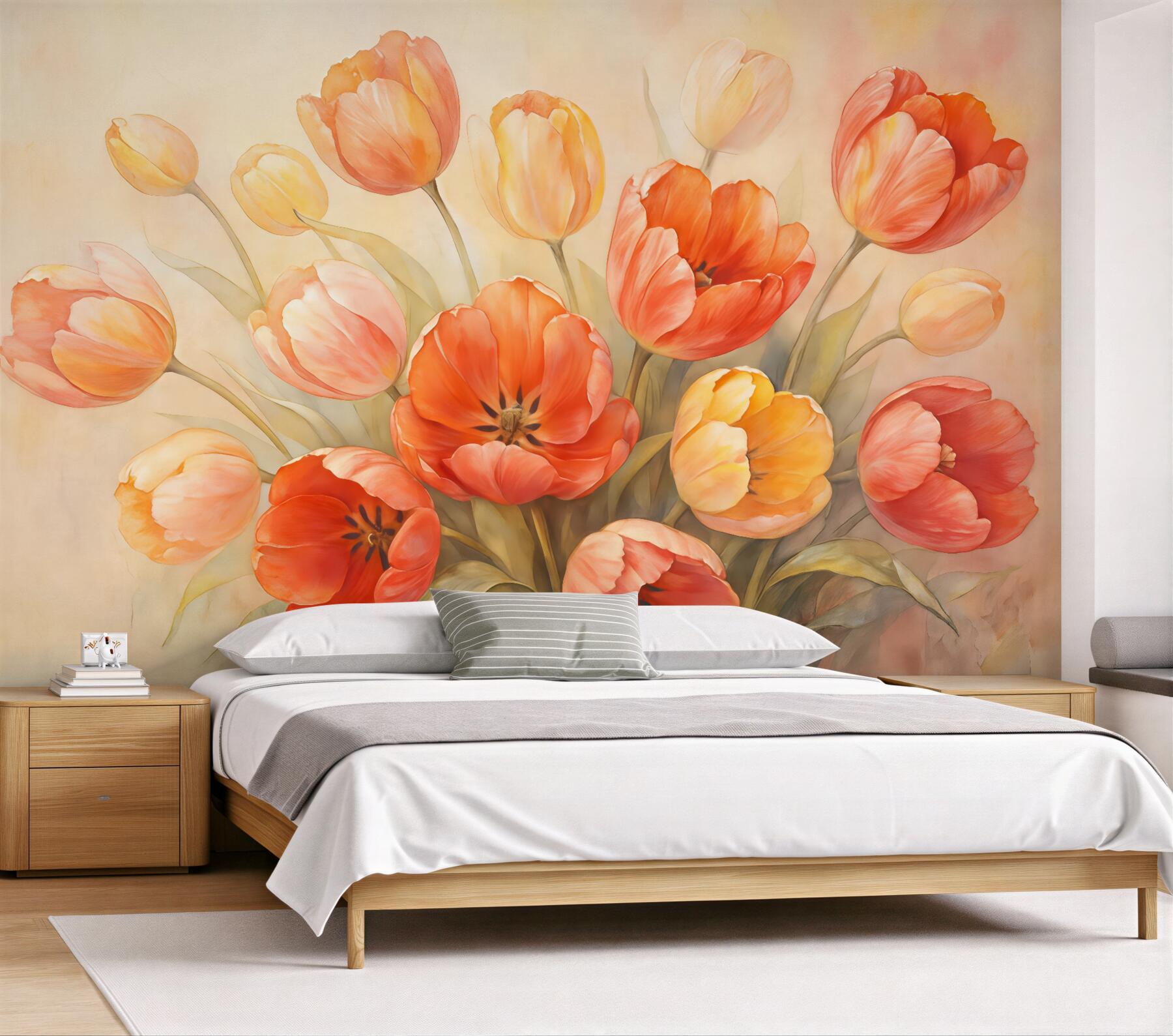 Fototapeta malarskie tulipany w pastelowym bukiecie